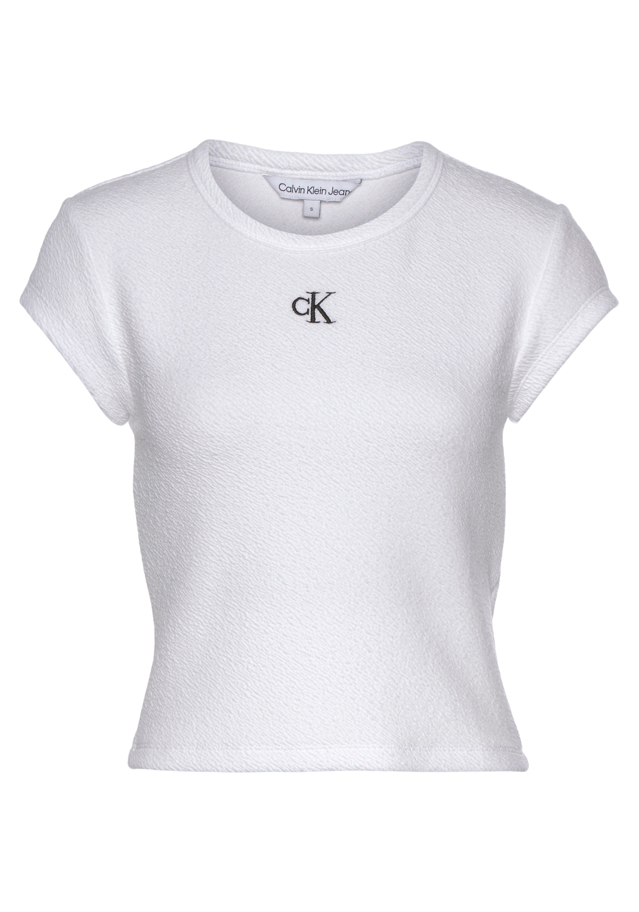 Calvin Klein Jeans Rundhalsshirt Calvin bei RIB TEE«, FITTED mit Logo-Stickerei Klein ♕ »SLUB
