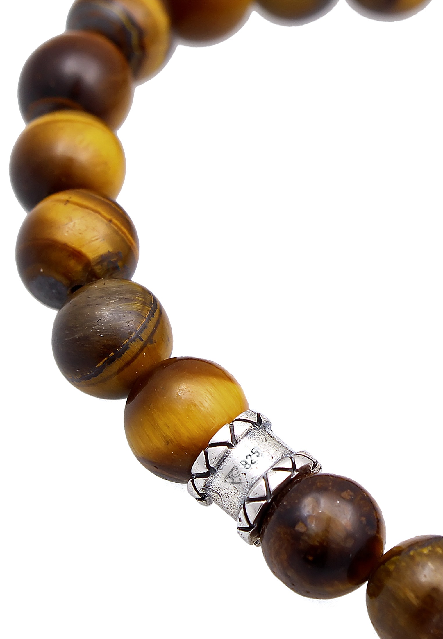 Kuzzoi Armkette »Armband Tigerauge Totenkopf Bead Steinarmband 925 Silber«