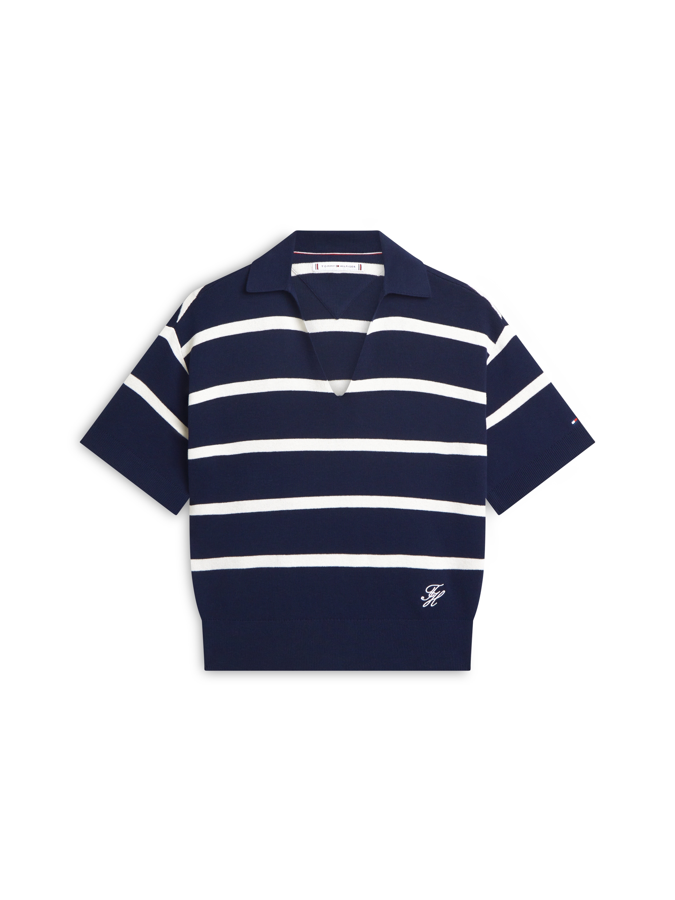 Tommy Hilfiger Strickpullover »CO FULL NEEDLE POLO SS SWT« mit V-Ausschnitt