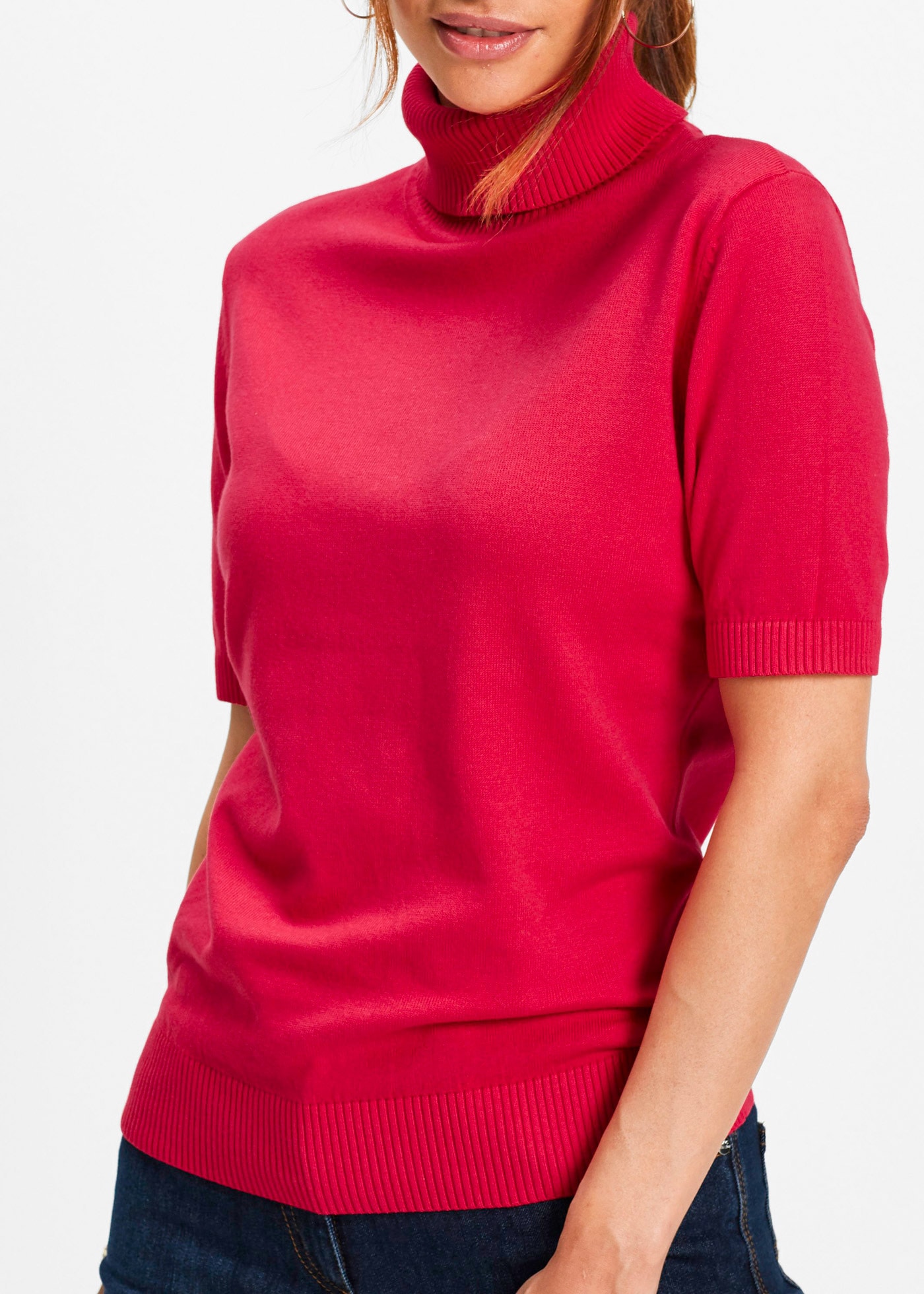 bonprix Rollkragenpullover »Rollkragenpullover, Kurzarm« aus Baumwolle und Polyamid, mit Rollkragen, Kurzarm-Design