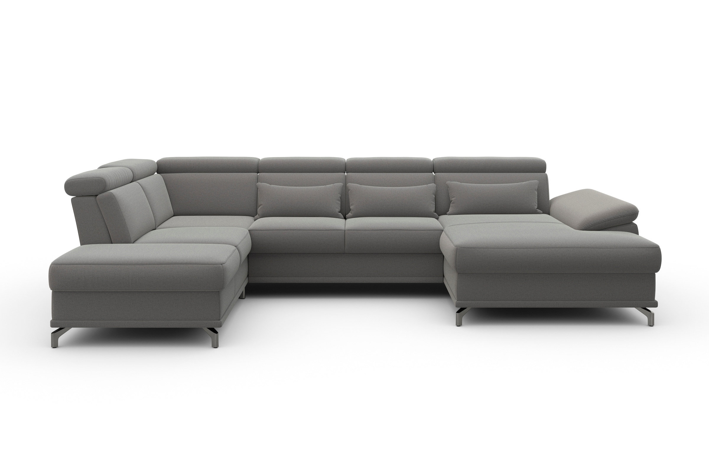 sit&more Wohnlandschaft »Cabrio U-Form, mit Sitztiefenverstellung, Arm- und Kopfteilverstellung«, 3 Nierenkissen, Federkern, optional Bettfunktion und Stauraum