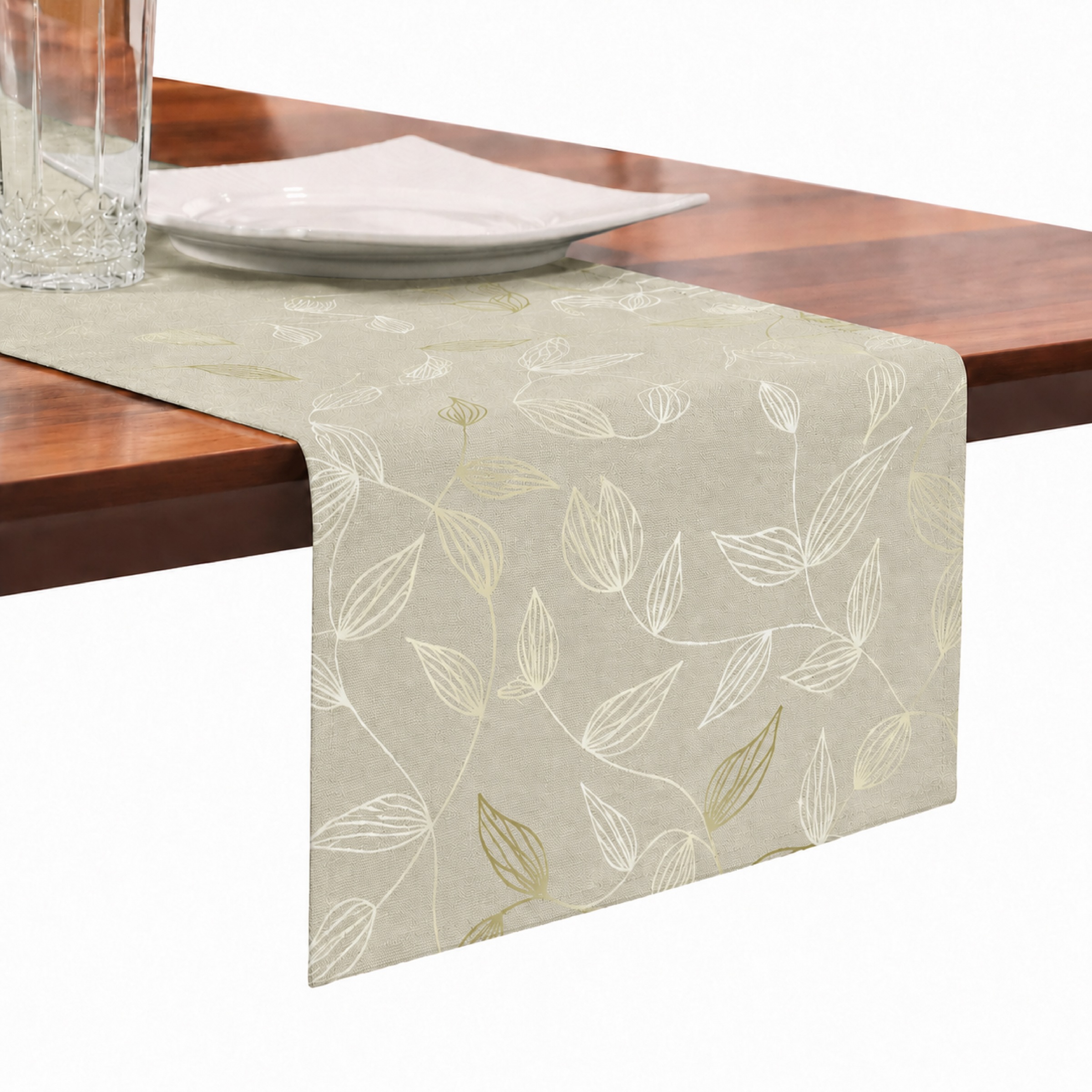 OTTO home Tischläufer "Raffon" Leinen Optik, Blattmotiv, verschiedene Größen, Esszimmer Dekoration
