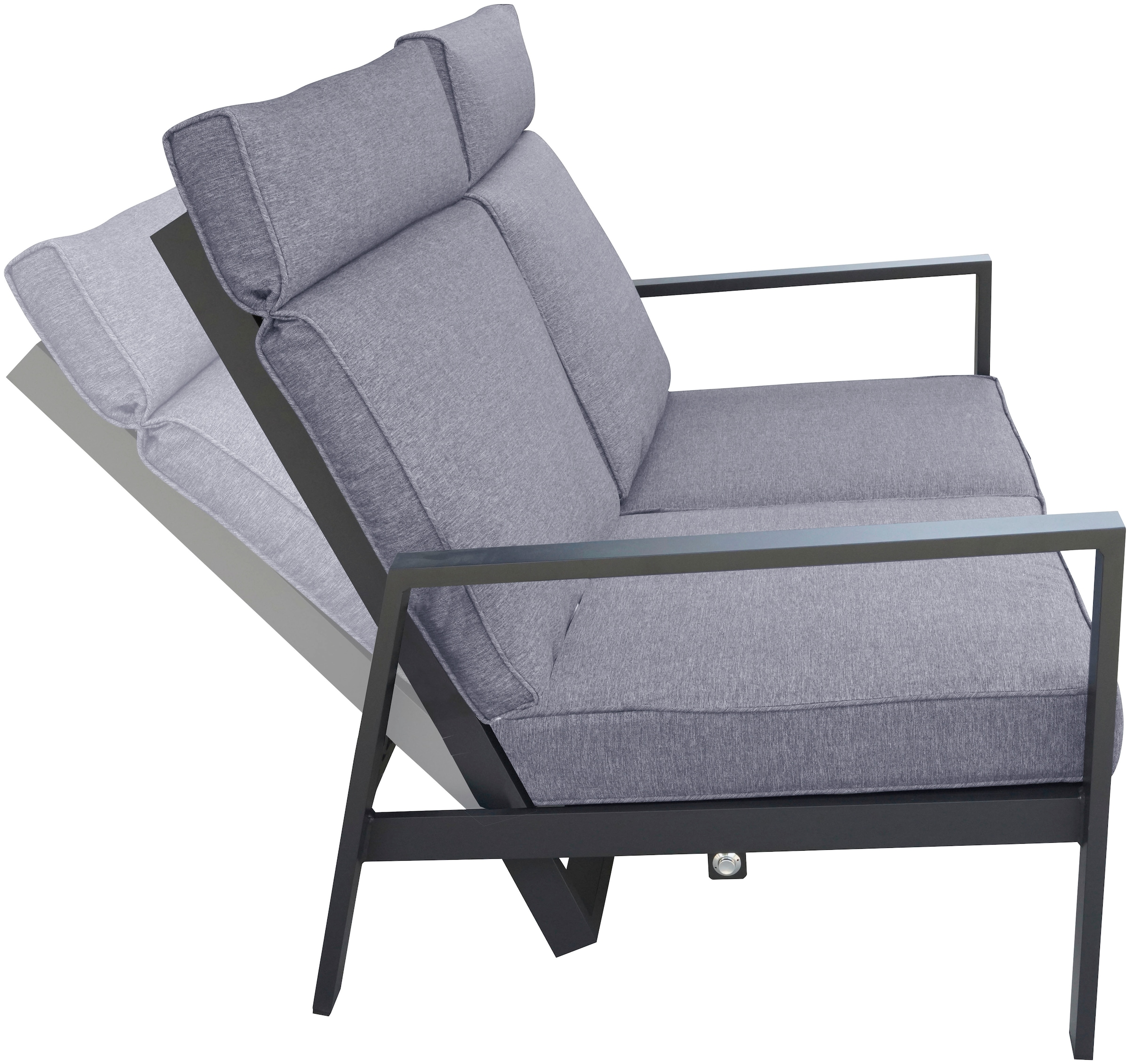 KONIFERA Gartenlounge-Set »Detroit«, (Set, 4 tlg., 1x 2er Sofa, 2x Sessel, 1x Tisch 100x60x42 cm, Aluminium), verstellbare Rückenlehnen