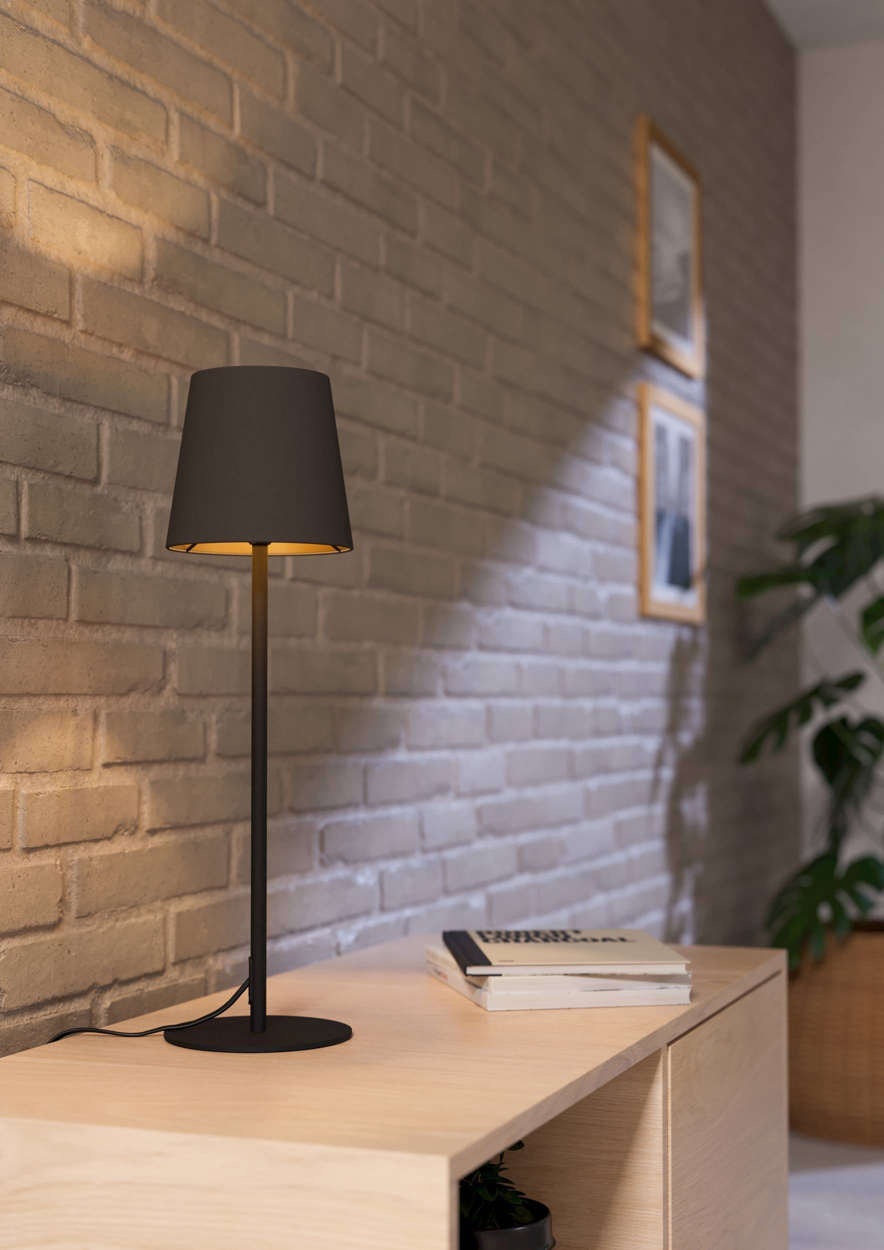 EGLO Tischleuchte »Fiorana Tischlampe, Nachttischlampe, Metall und Textil, E14, Lampe« E14 1 Stk. Tischleuchte - H53 x Ø15 cm - schwarz - 1X40W exkl.