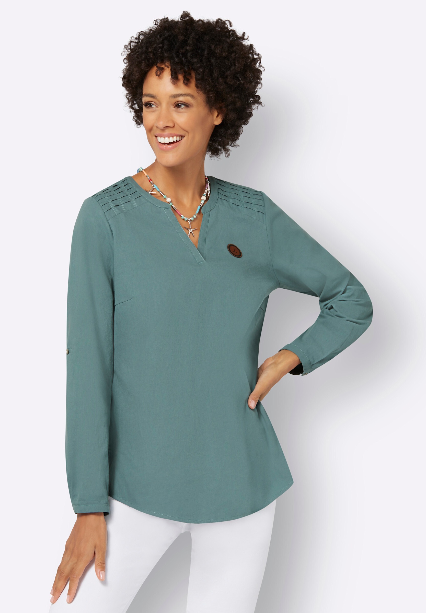 Witt Longbluse »Tunika Jeanstunika mit Biesenverzierung«