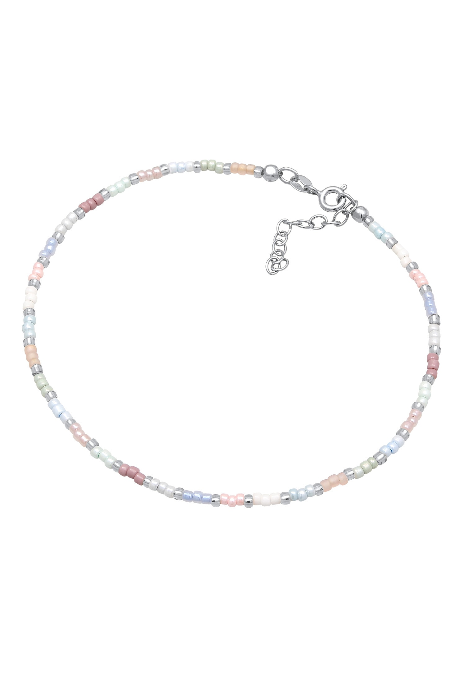 Elli Fußkette »Fußschmuck Glasperlen Pastell Sommeraccessoire 925 Sterling Silber«