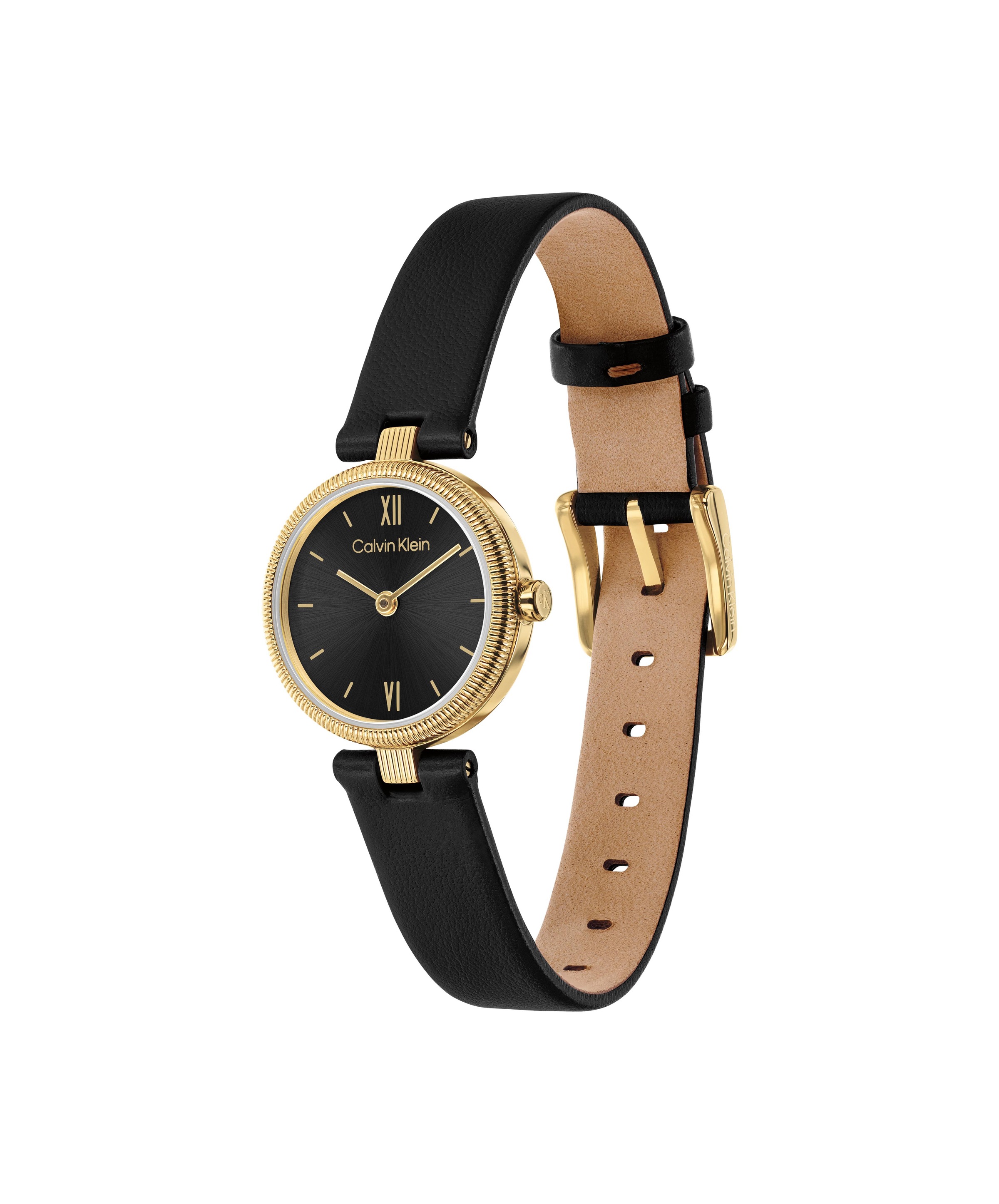 Calvin Klein Quarzuhr »GLEAM« Armbanduhr, Damenuhr, Lederarmband, analog