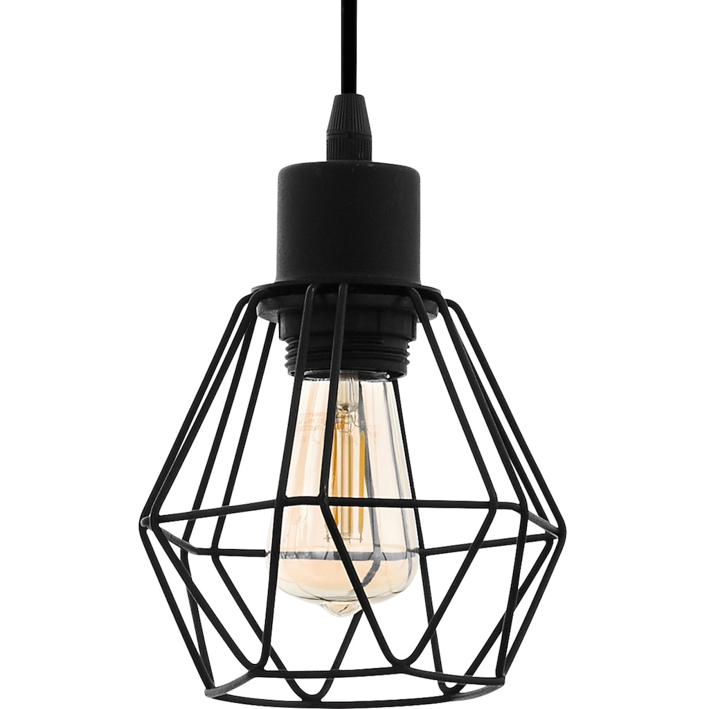 EGLO Pendelleuchte »TOWNSHEND 5«, E27, schwarz / L70 x H110 x B20 cm / exkl. 4 x E27 (je max. 60W) / Hängelampe aus Holz und Metall - Pendellampe - Pendelleuchte - Esstischlampe - Lampe für Esstisch - Wohnzimmerlampe - Retro - Vintage - Rustikal
