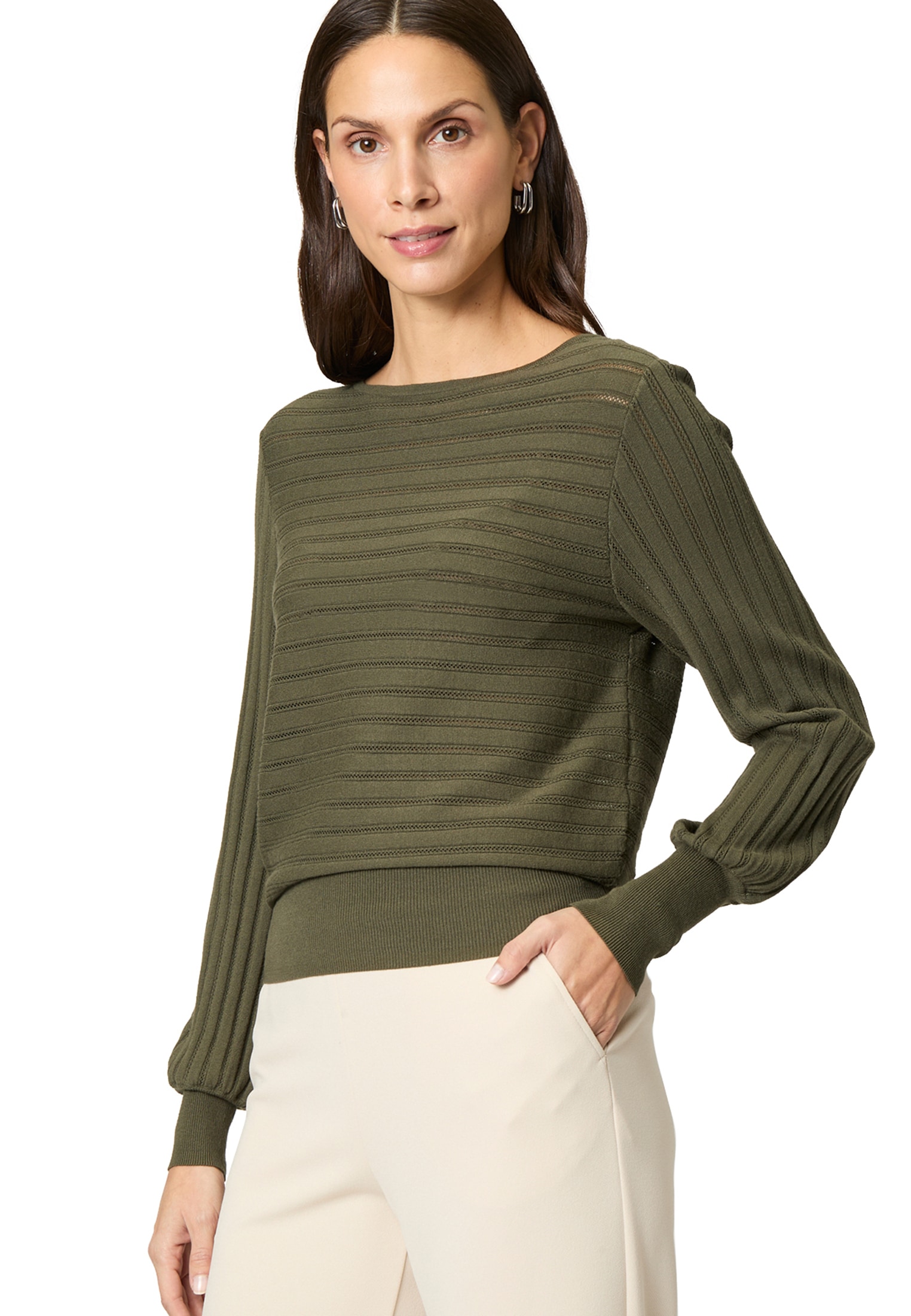 Zero Rundhalspullover »Pullover mit Strukturmuster«