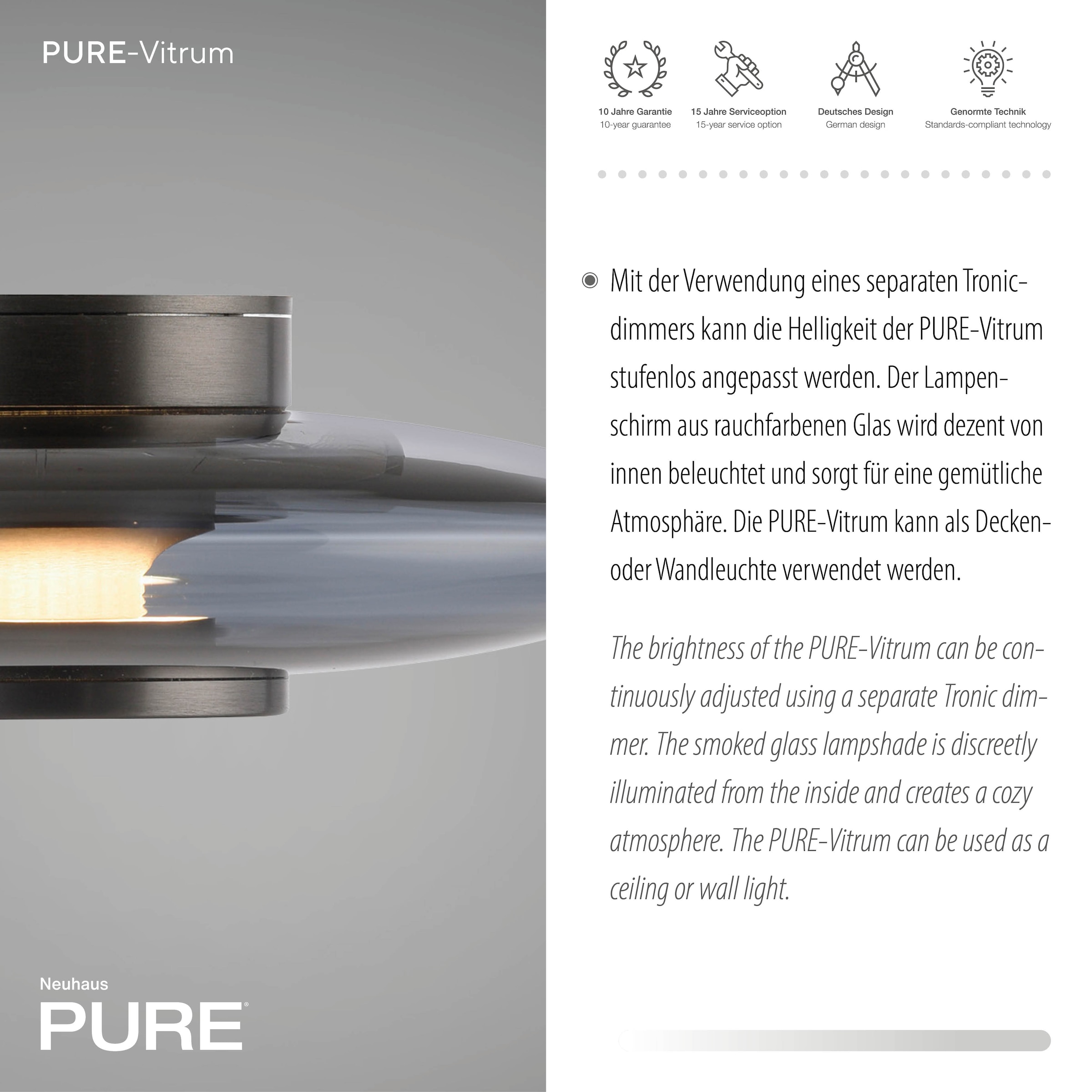 Neuhaus PURE LED Deckenleuchte »PURE Vitrum« LED-Board 1 Stk. Warmweiß Dimmfähig über separaten Dimmer, zeitloses Design