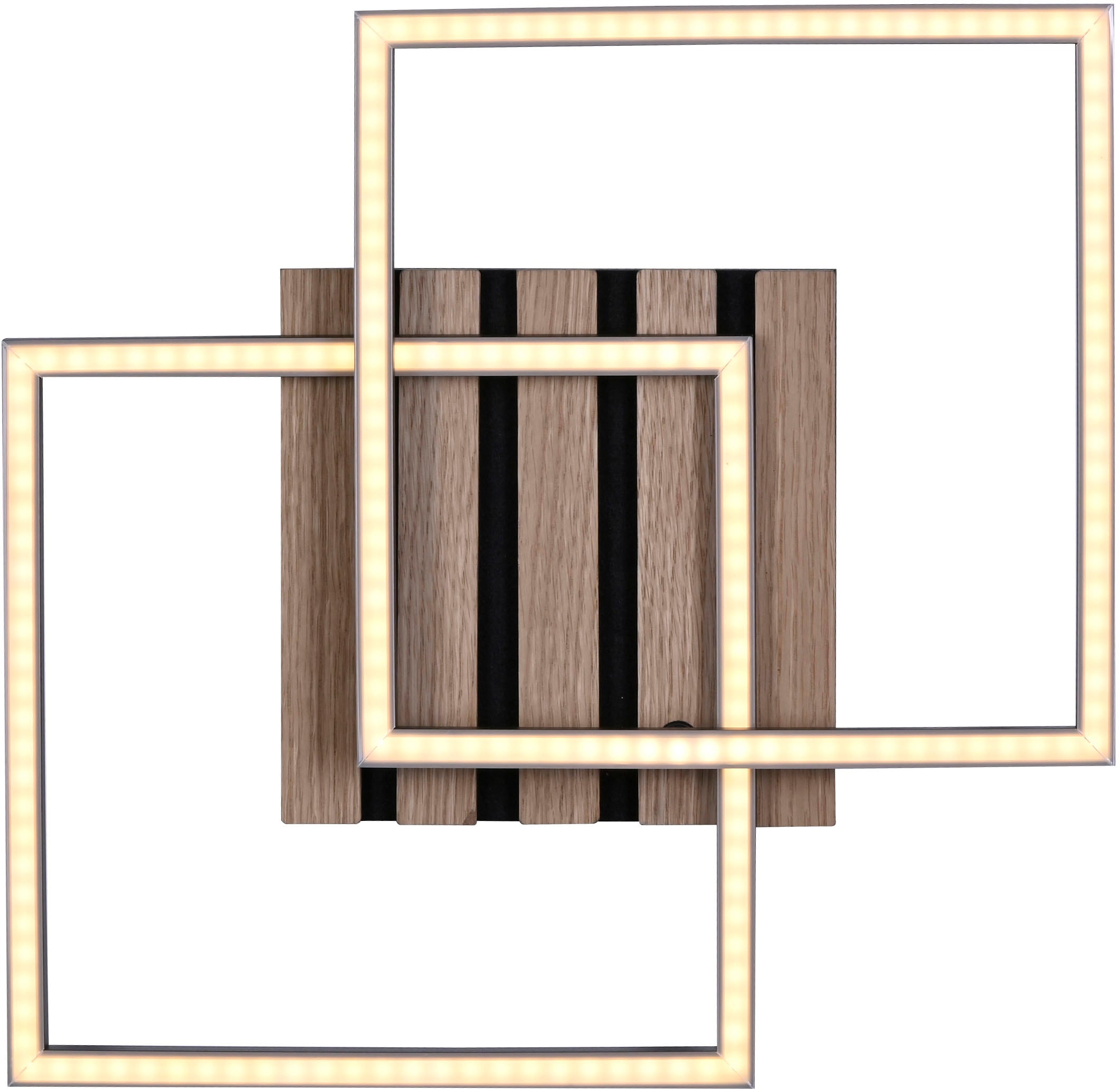 JUST LIGHT LED Deckenleuchte »AKUSTIKA« LED-Board 1 Stk. Warmweiß Eichenfurnier und schwarz, Rahmen drehbar