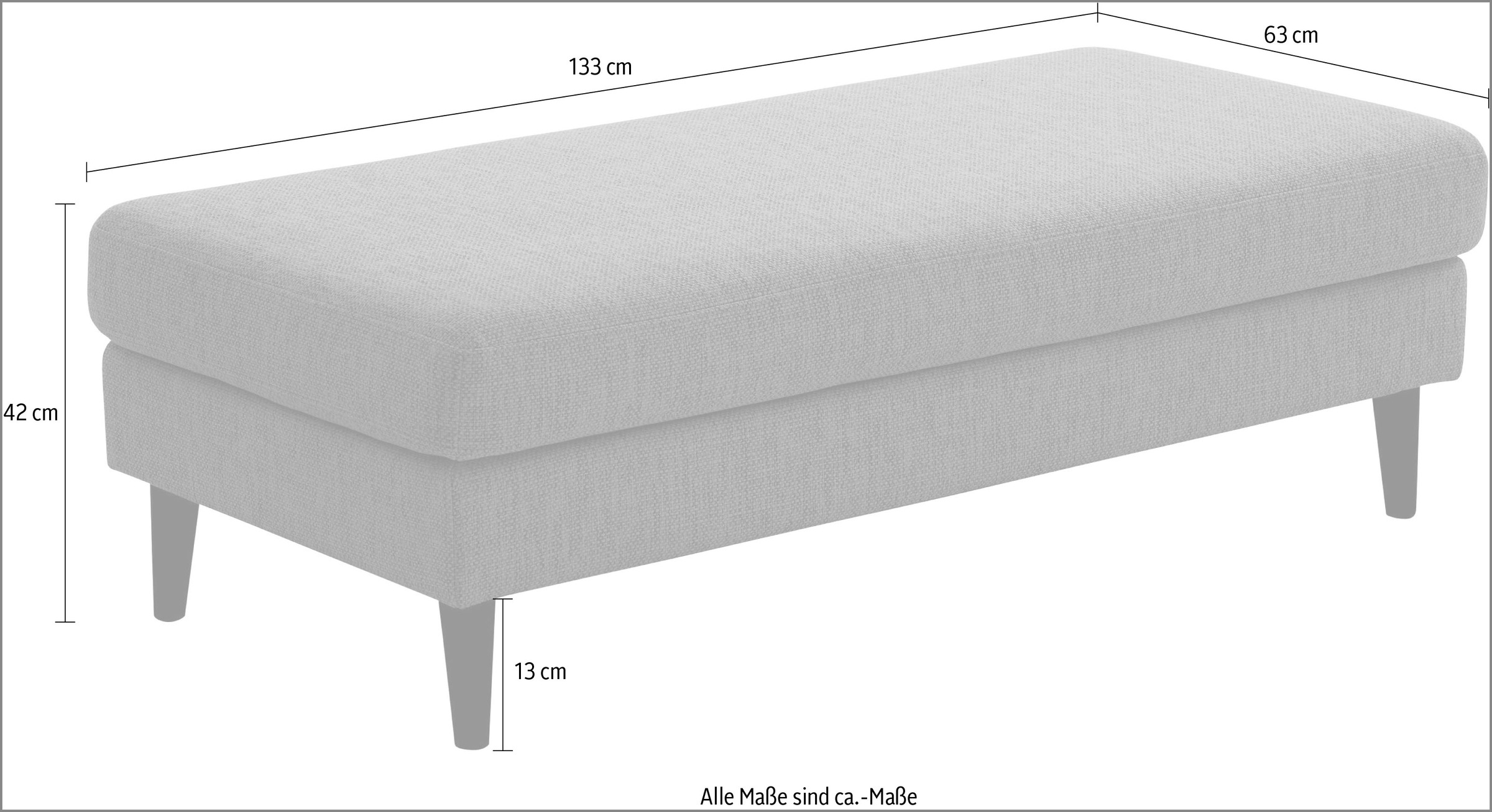 ATLANTIC home collection Hocker »Rekvik«, XXL-Hocker, mit Massivholzfüßen, passend zur Rekvik-Serie