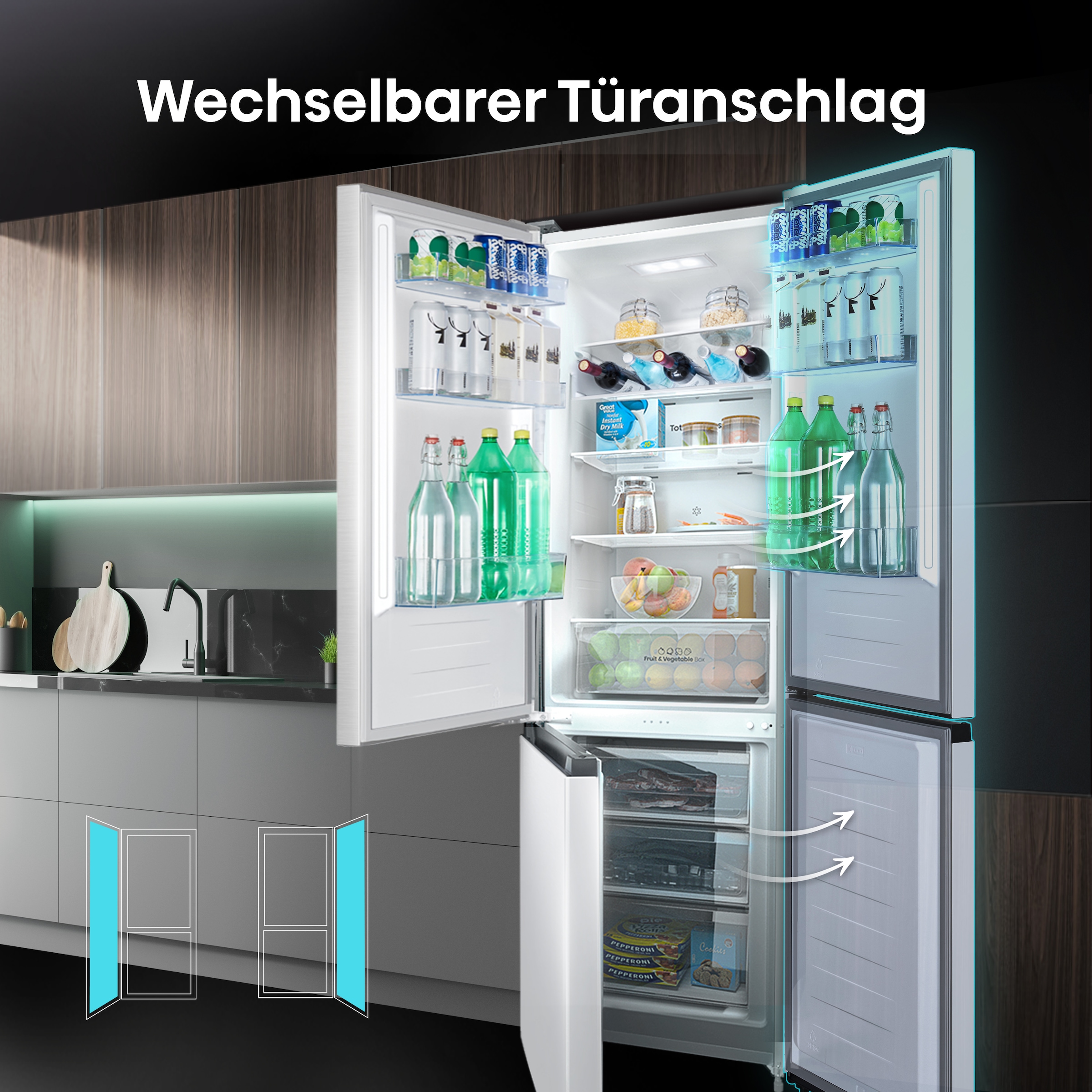 Hisense Kühl-/Gefrierkombination »RB390N4C«, RB390N4CWD, 186 cm hoch, 59,5 cm breit, Außen-Display