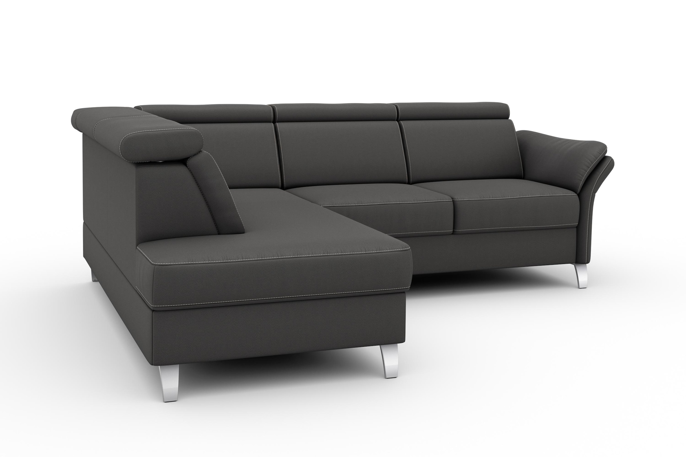 sit&more Ecksofa »Vincenzo L-Form«, inklusive Kopfteilverstellung, wahlweise mit Bettfunktion, Bettkasten