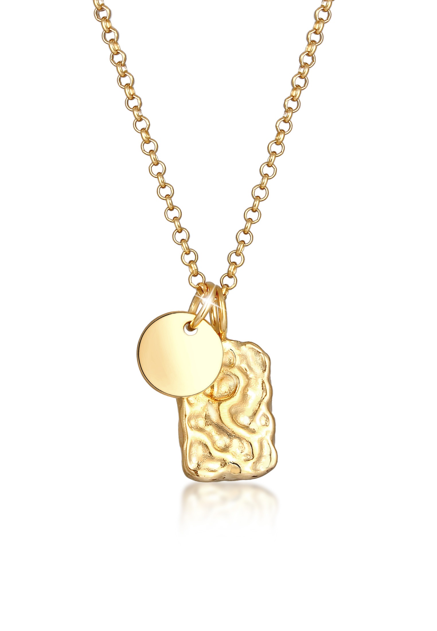 Elli Kette mit Anhänger »Halskette Plättchen Rechteck Organic Look 925 Silber«