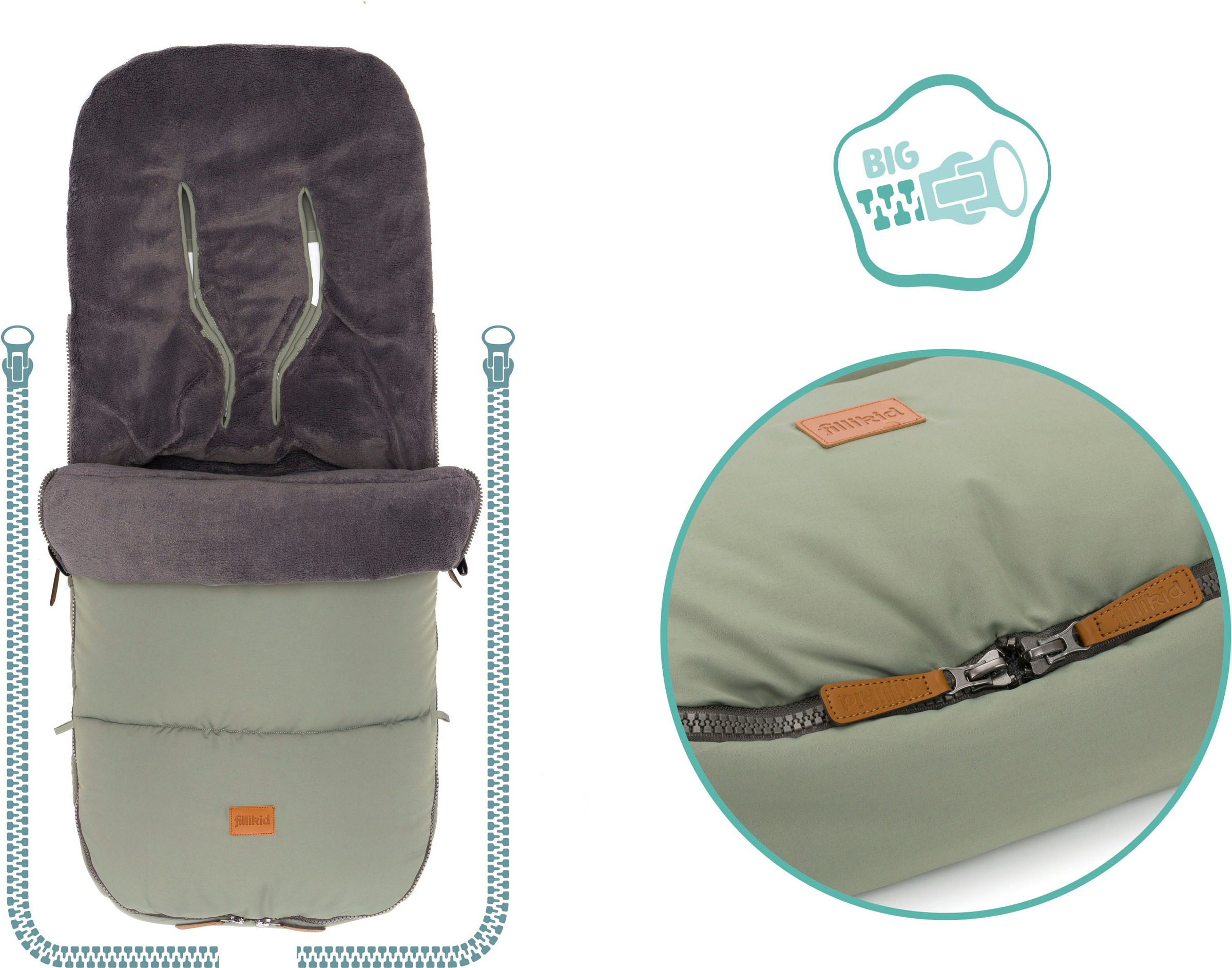 Fillikid Fußsack »Kinley Winterfußsack, salbei«