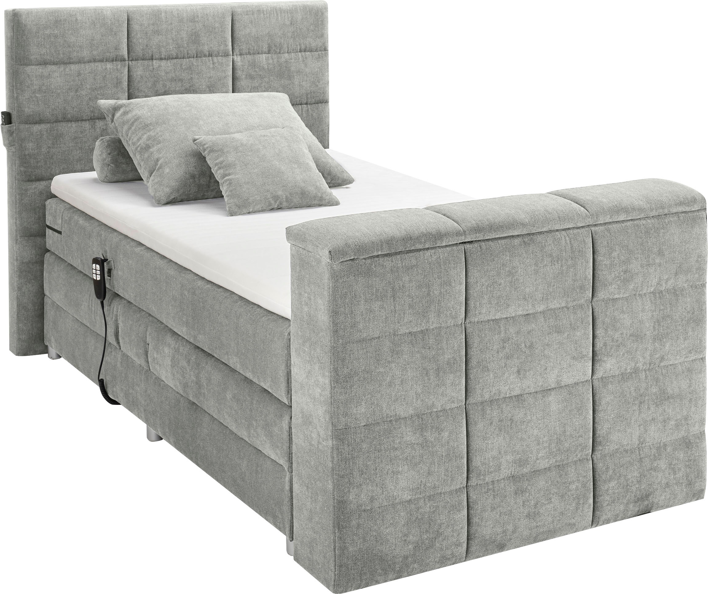 ED EXCITING DESIGN Boxspringbett »Denver«, inkl. Motorverstellung, Duo-Matratze, Topper, und motorisierter TV-Halterung bis 40 Zoll