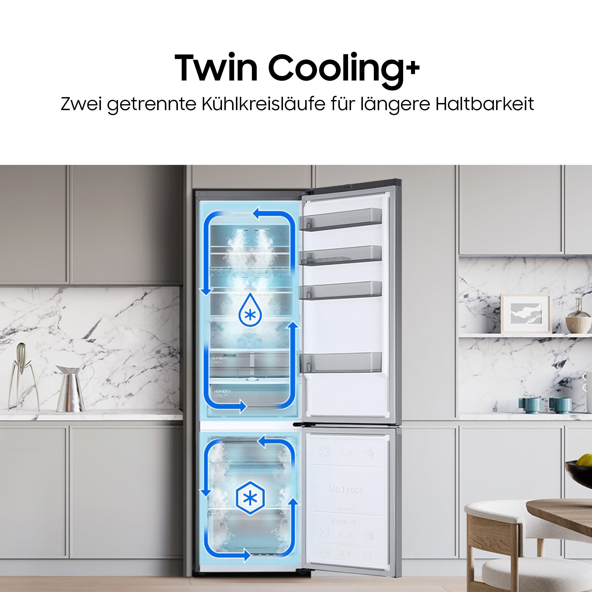 Samsung Kühl-/Gefrierkombination 7300A Serie »RB38C607AS9« 203 cm hoch 59,5 cm breit No Frost+, SpaceMax, Wifi & AI Energy Mode