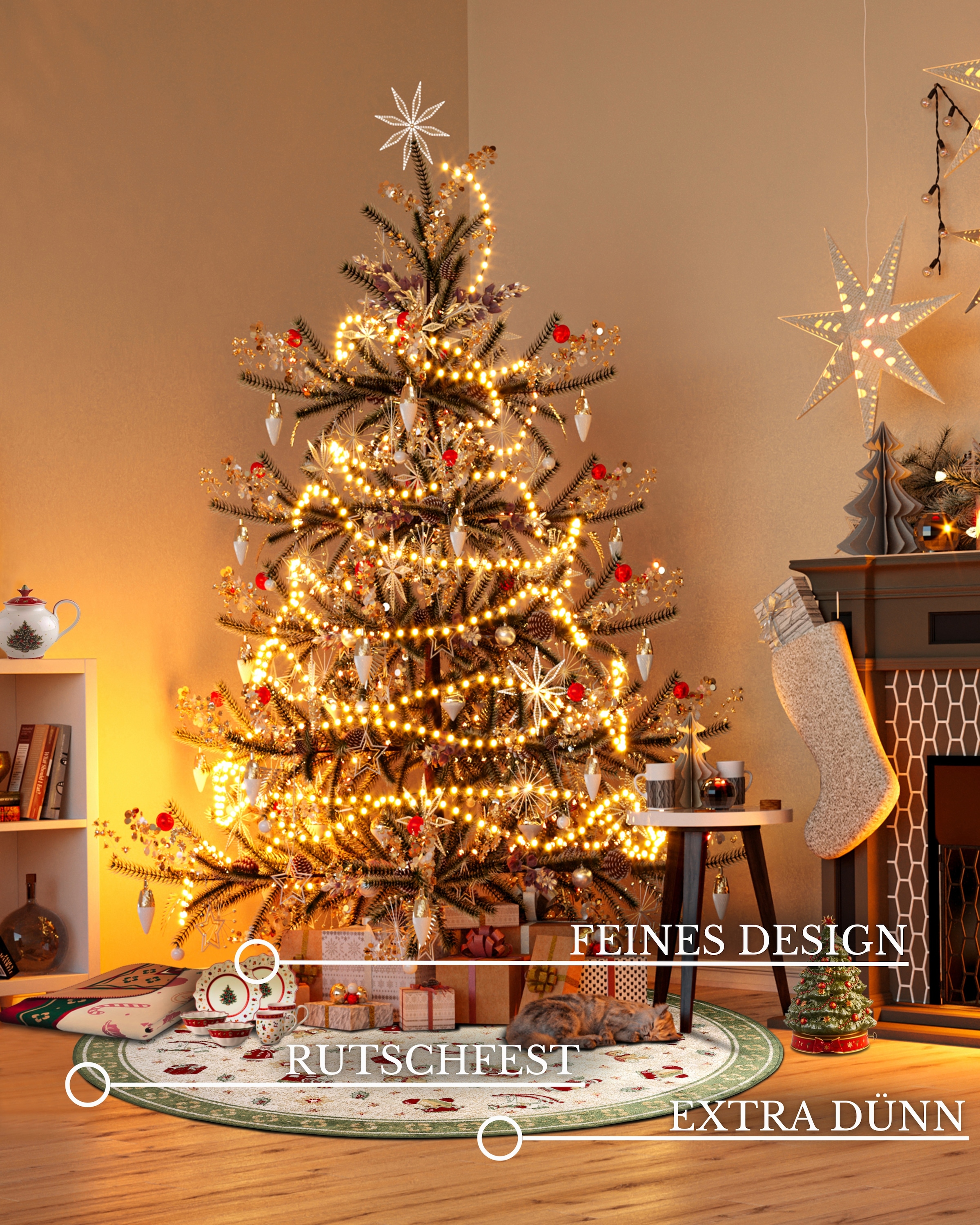 Villeroy & Boch Teppich »Nostalgic Shine Toy's Delight, eckig, rund und Läufer« rechteckig 6 mm Höhe Weihnachten, Wohnzimmer, Flur, Geschenk, Toys Delight, Dekoration
