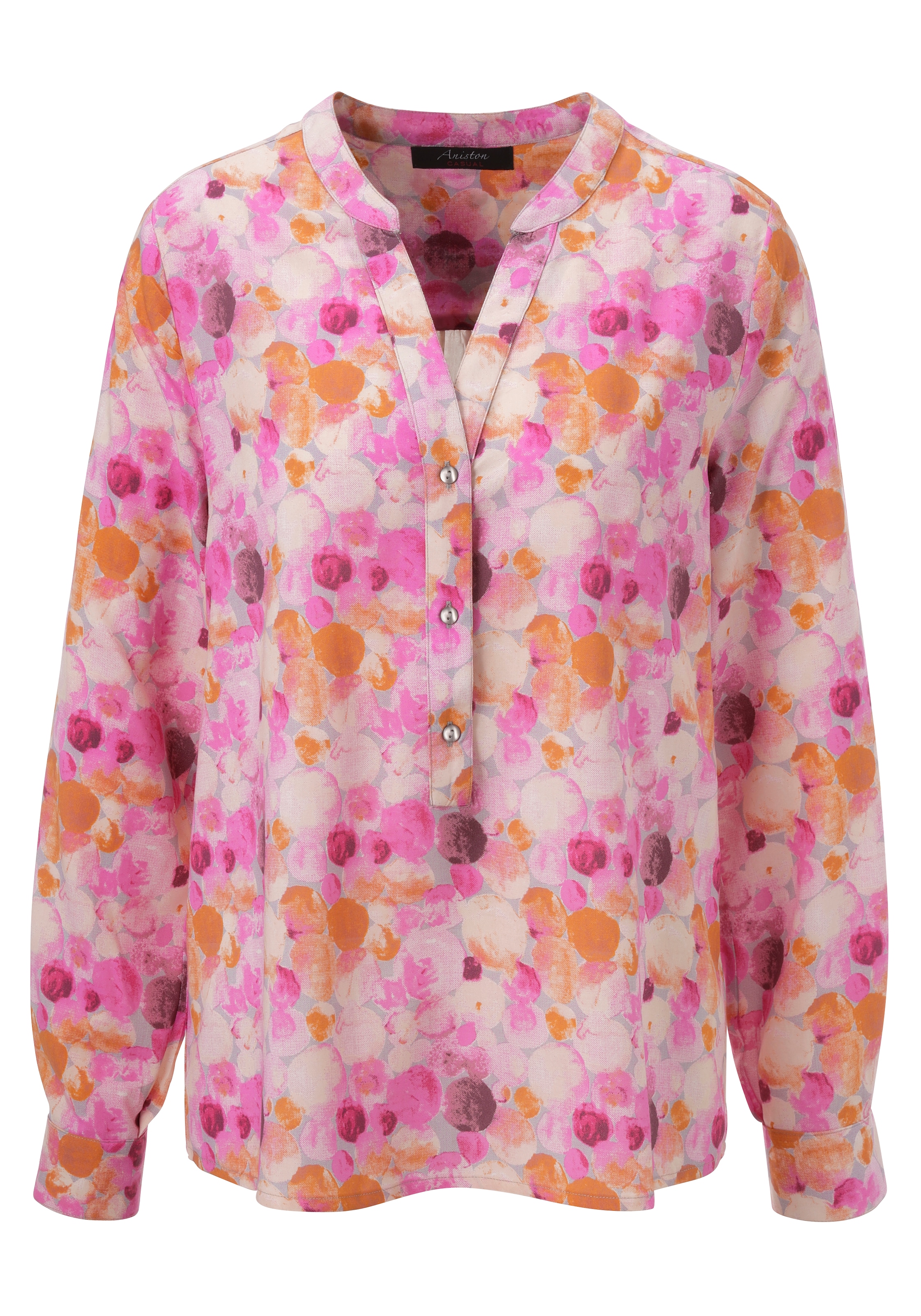 Aniston CASUAL Schlupfbluse mit farbharmonischem, grafischen Druck im Batik-Look - NEUE KOLLEKTION