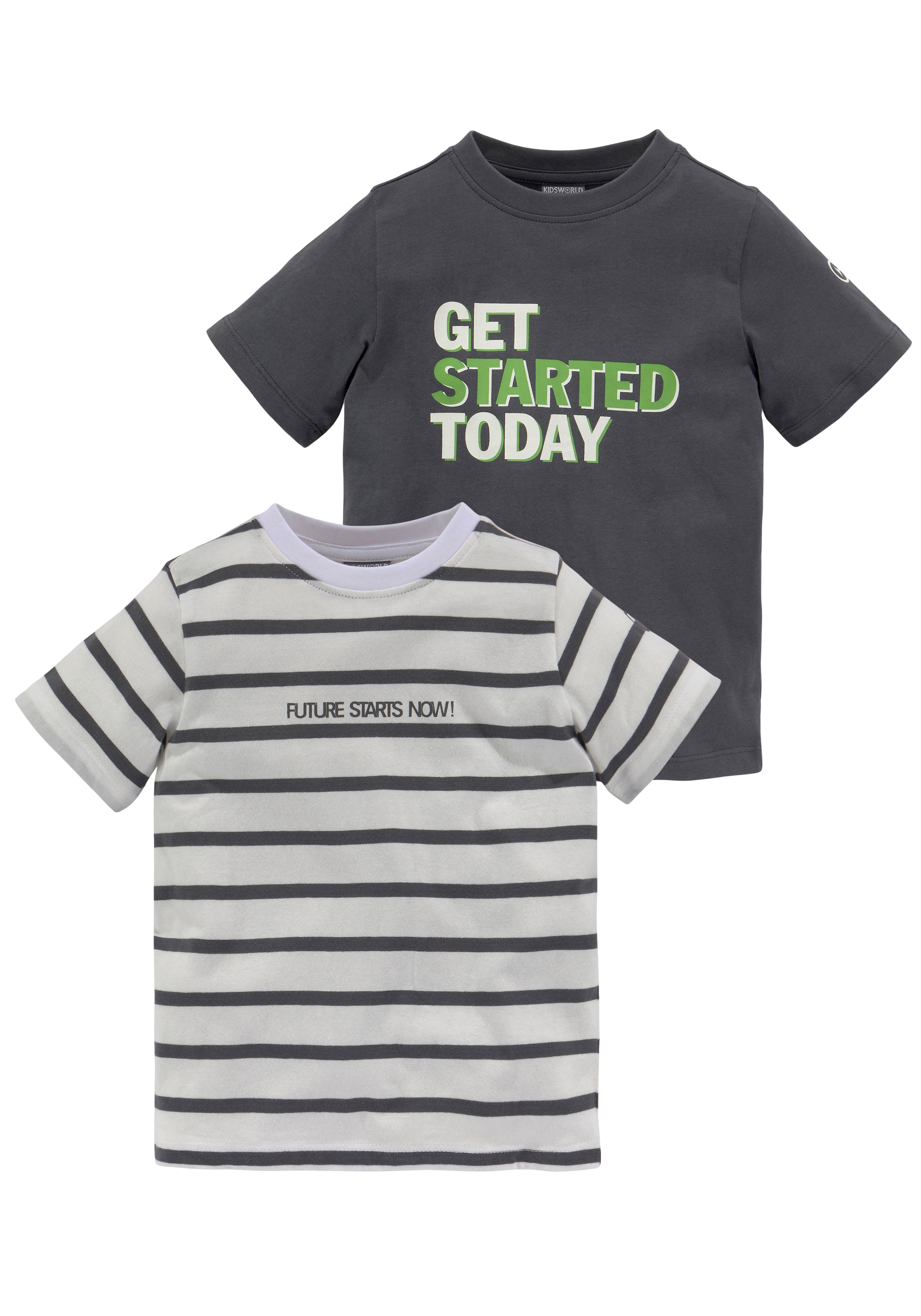 KIDSWORLD T-Shirt »TOMORROW Sprücheshirts tlg.), (Packung, bei IS TOO 2 LATE«