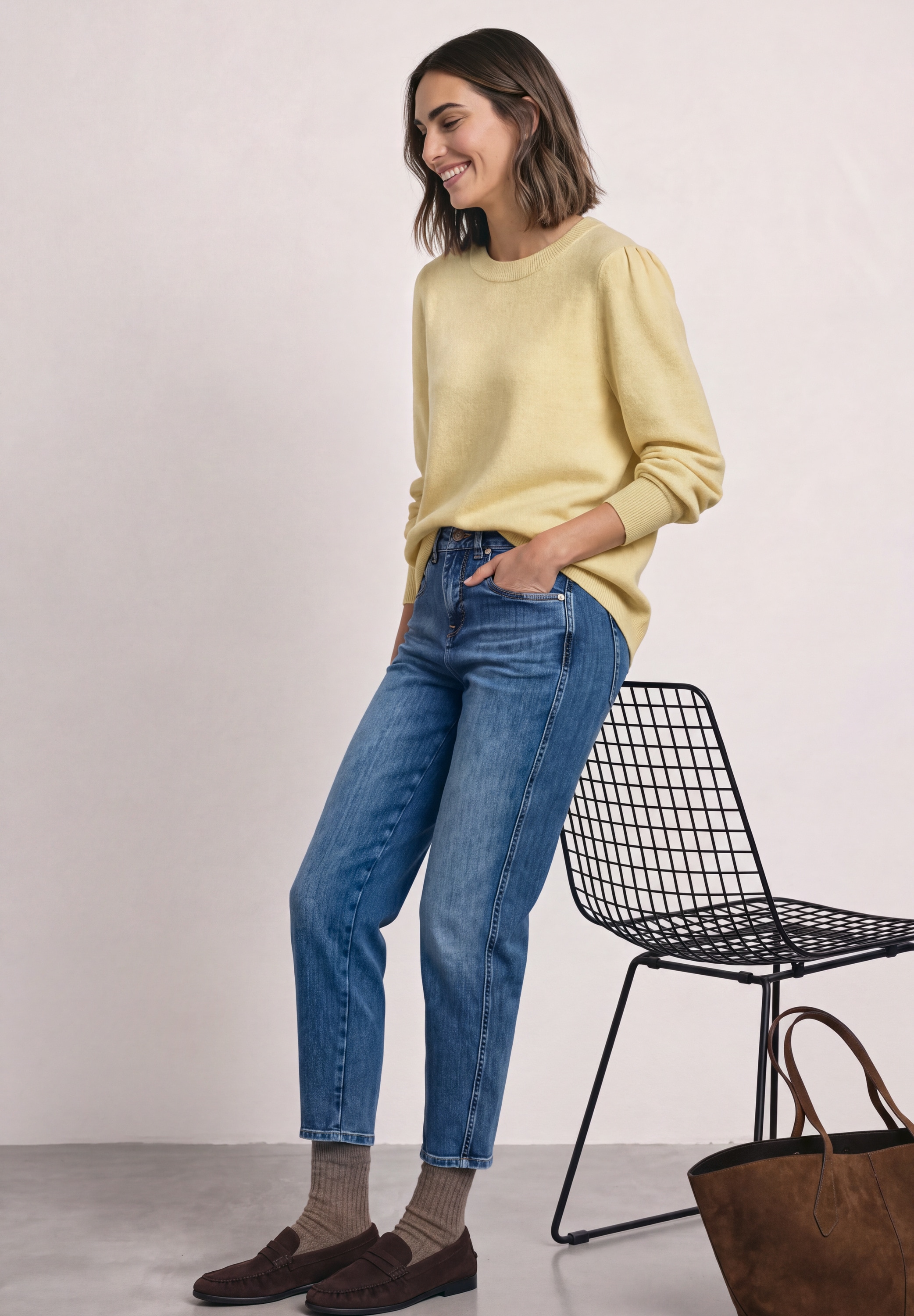 STREET ONE Strickpullover Langarm Pullover mit Rundhals und Raffung