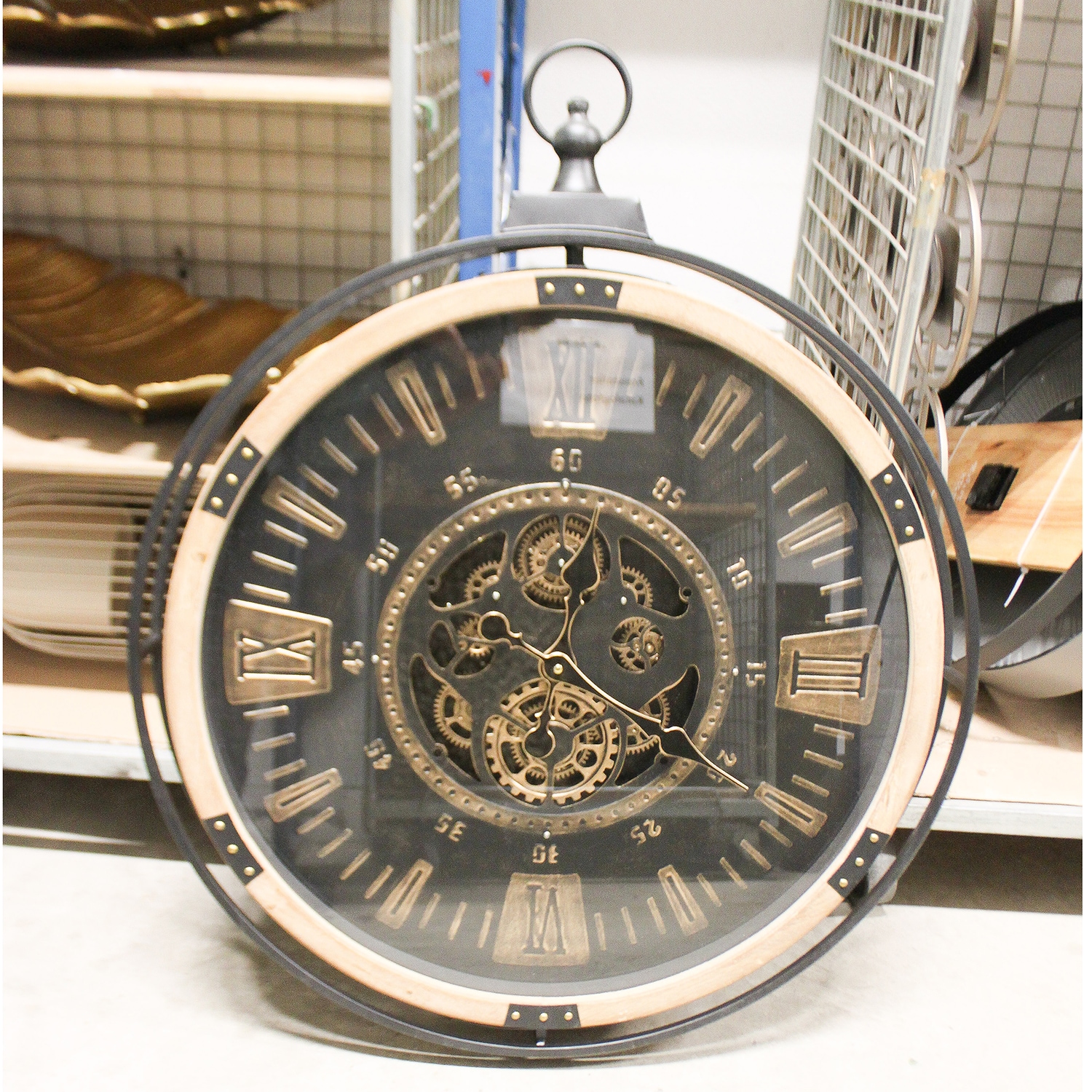 GILDE Wanduhr »Wanduhr rund Pertador schwarz« Zahnrädermotiv, Uhrwerk, Wohnzimmer, Büro, Industrial, Dekoration