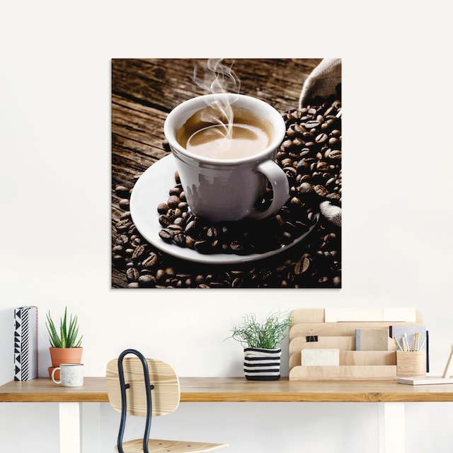 Artland Glasbild »Heißer Kaffee - dampfender Kaffee«, Getränke, (1 St.)  bequem kaufen