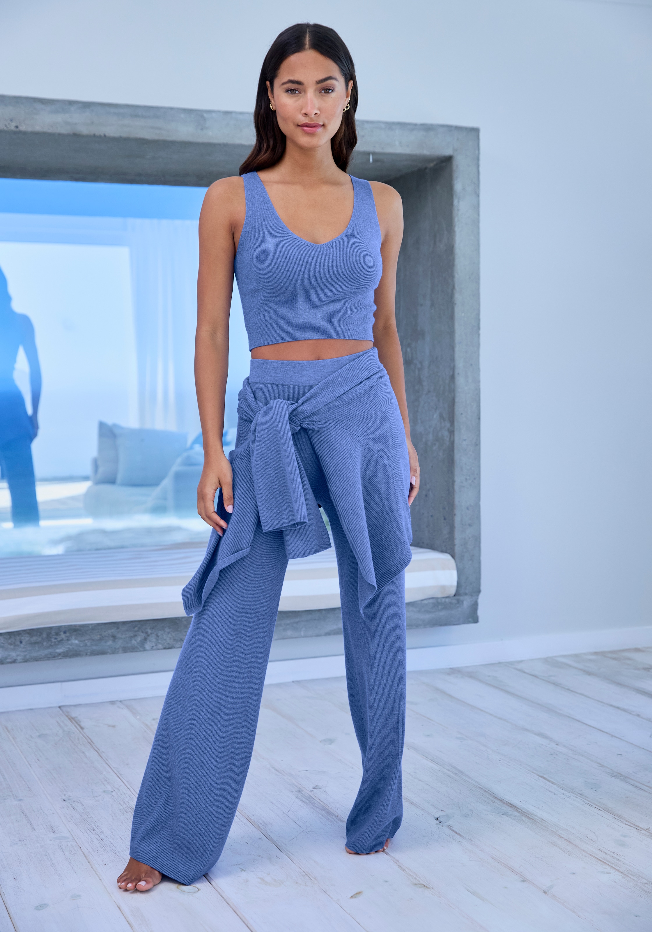 Copenhagen Studios Stricktop, aus hochwertigem Rippstrick, Loungewear