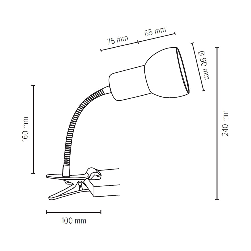 SPOT Light Klemmleuchte »SVENDA FLEX«, 1 flammig, Leuchtmittel E27 | ohne Leuchtmittel, Naturprodukt aus Massivholz, flex. Arm, Schirm aus Metall