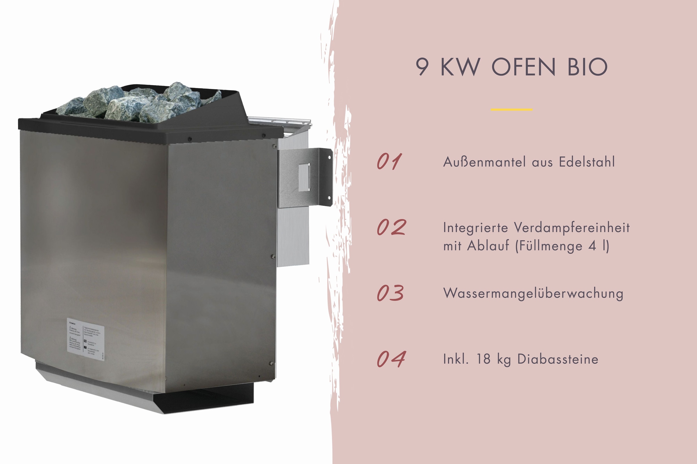 Karibu Fasssauna »"Quadro 1" SET, naturbelassen mit Ofen 9 kW« aus hochwertiger nordischer Fichte