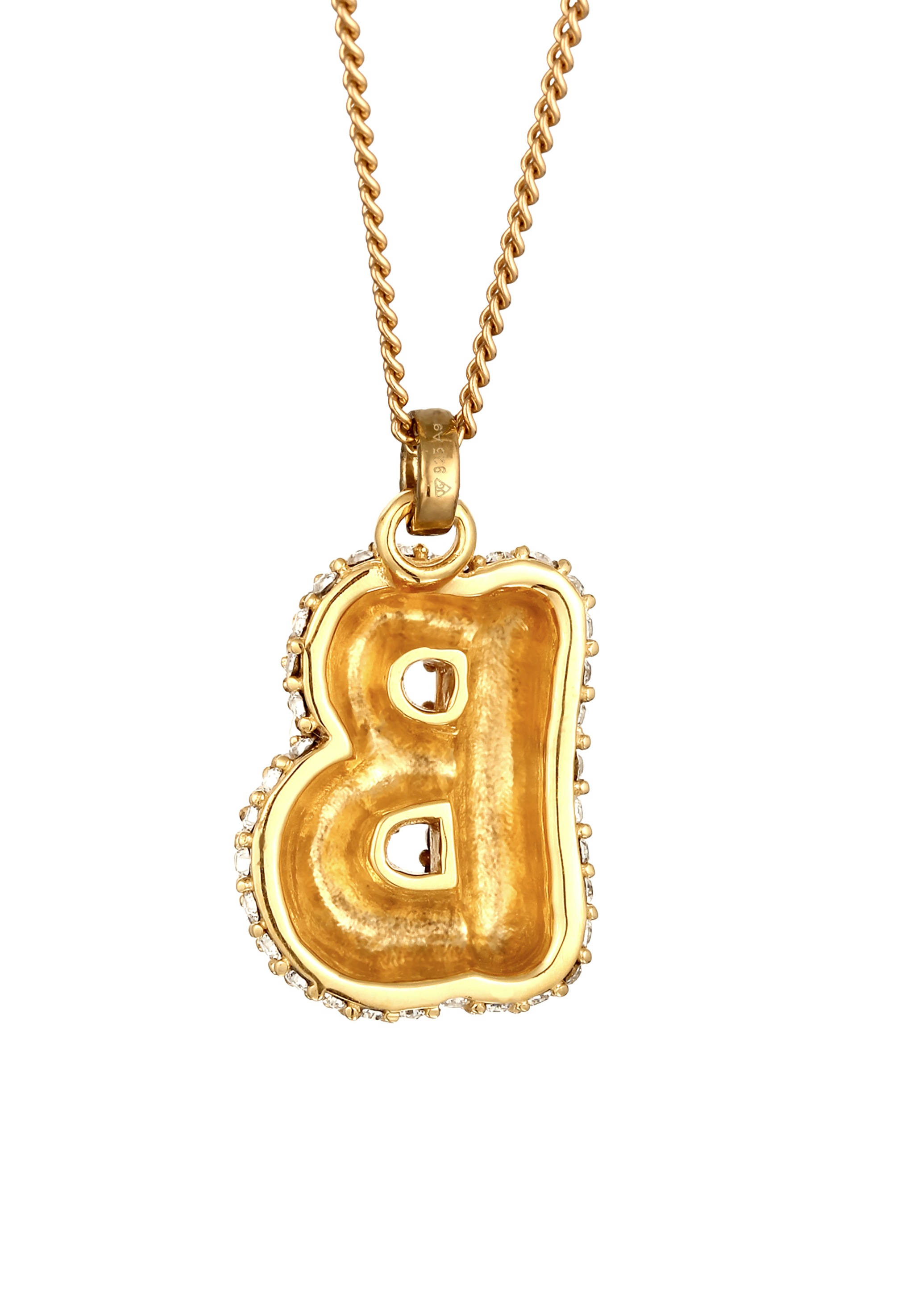 Elli Kette mit Anhänger »Halskette Buchstabe B Glas Kristalle Weiß 925 Sterling Silber vergoldet«
