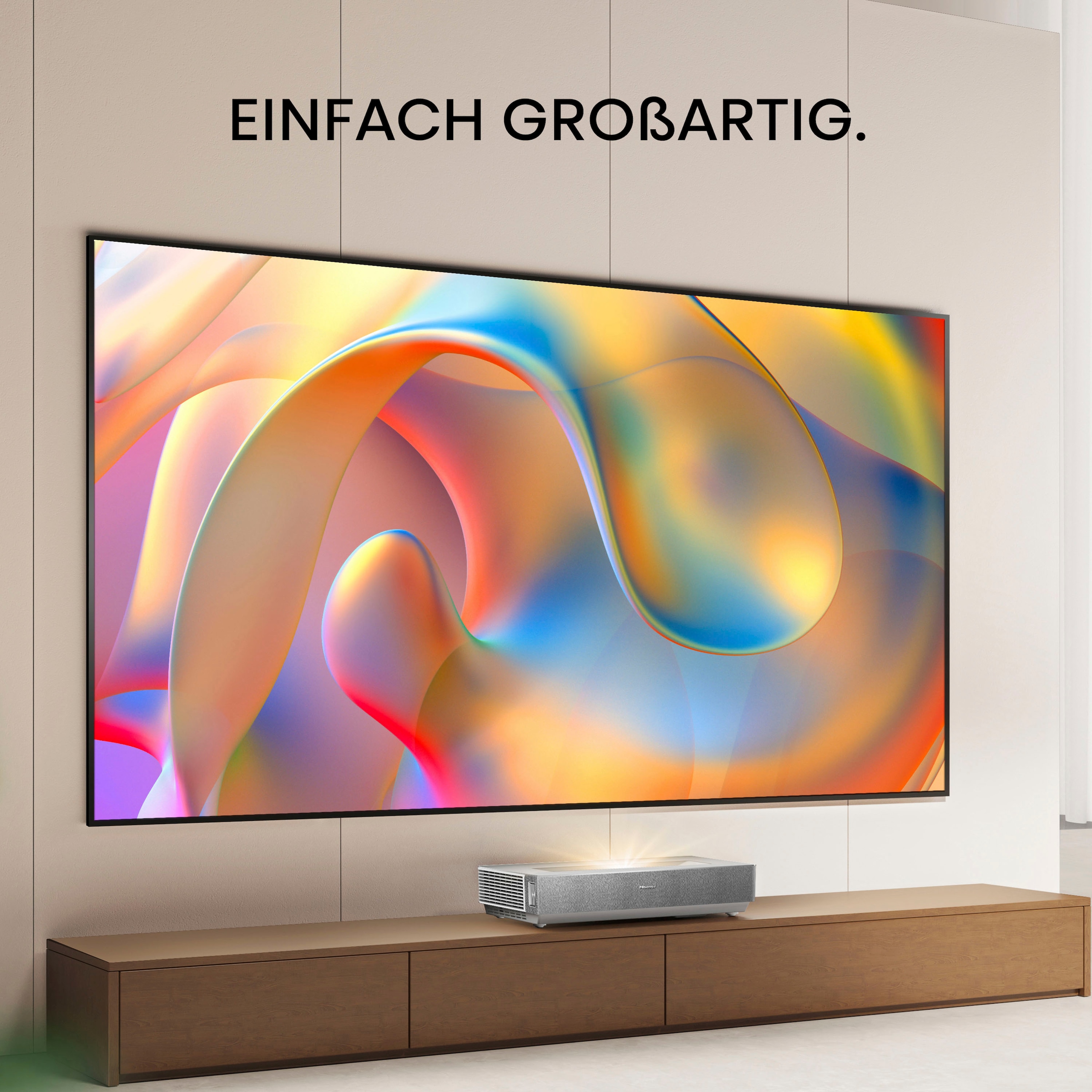 Hisense Laser-TV »Hisense 100L5HD Daylight Screen (100 Zoll) Laser TV Projektor«, 4K, HDR, Game Mode, Dolby Atmos