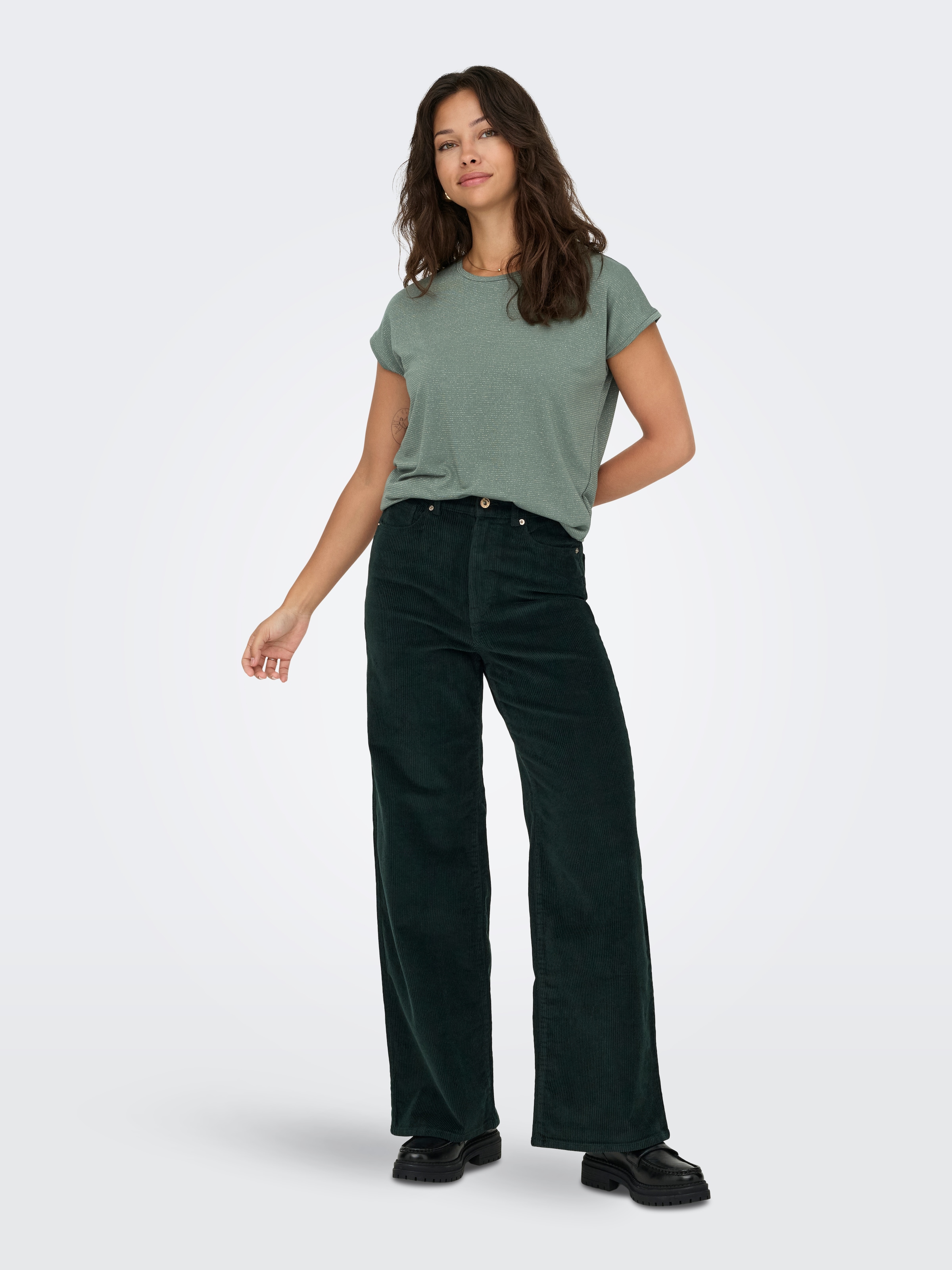 ONLY Kurzarmshirt »ONLCLAUDIA S/S GLITTER STRIPE TOP JRS«