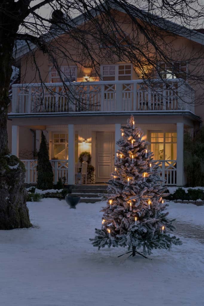 KONSTSMIDE LED-Christbaumkerzen »Weihnachtsdeko aussen, Christbaumschmuck«, Topbirnen, One String, 16 funkelnde bernsteinfarbene Dioden