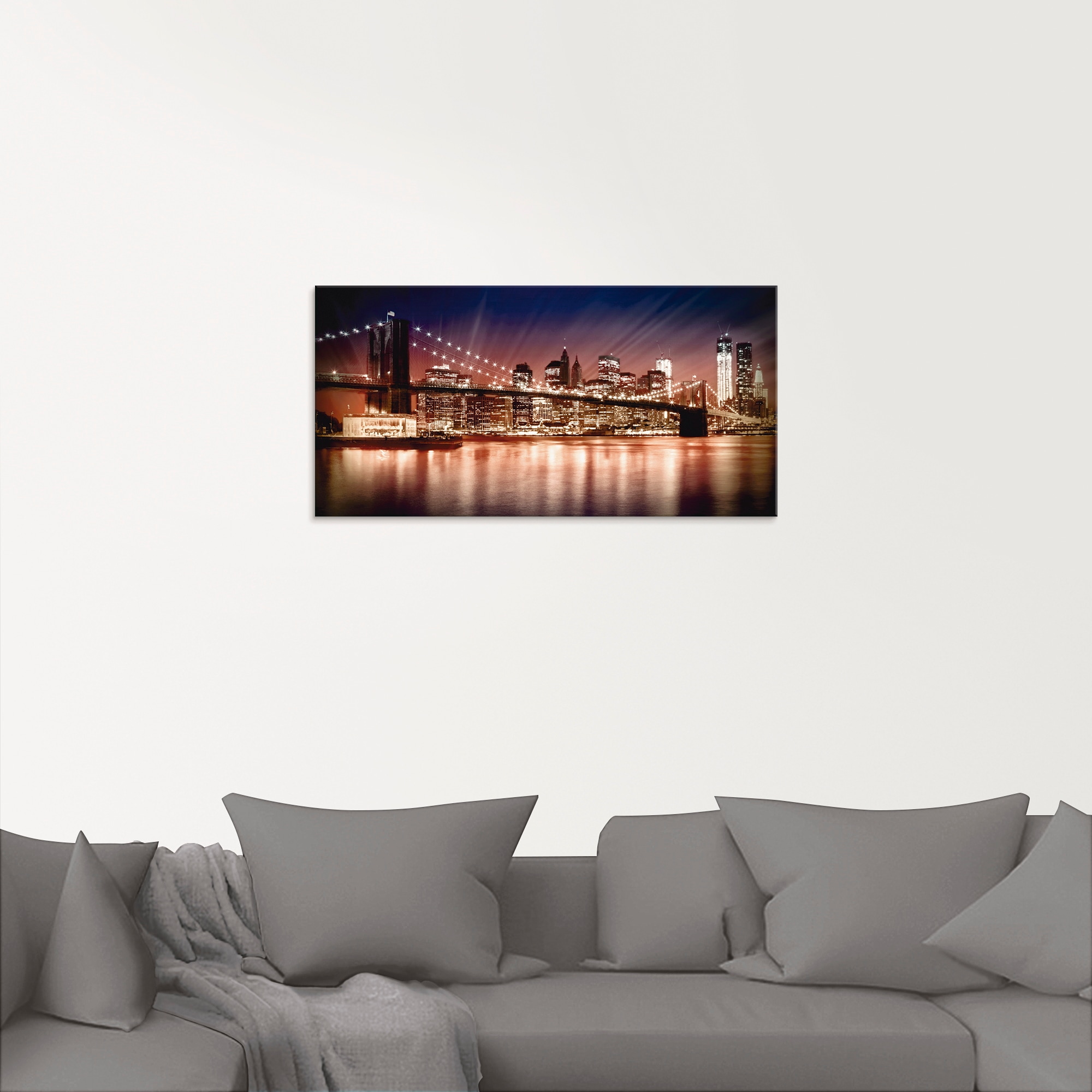 Artland Glasbild »Manhattan Sonnenuntergang«, Brücken, (1 St.), in verschiedenen Größen