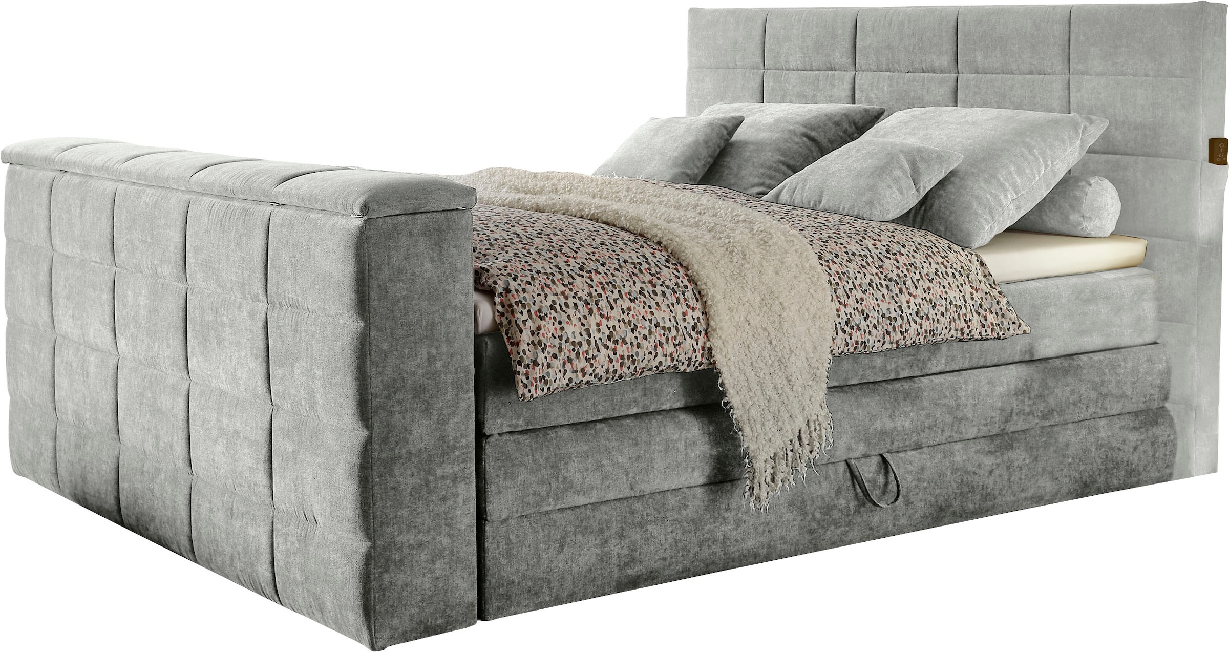 ED EXCITING DESIGN Boxspringbett »Denver«, mir motorisierter TV-Halterung bis 40 Zoll, Duo-Matratze und Bettkasten