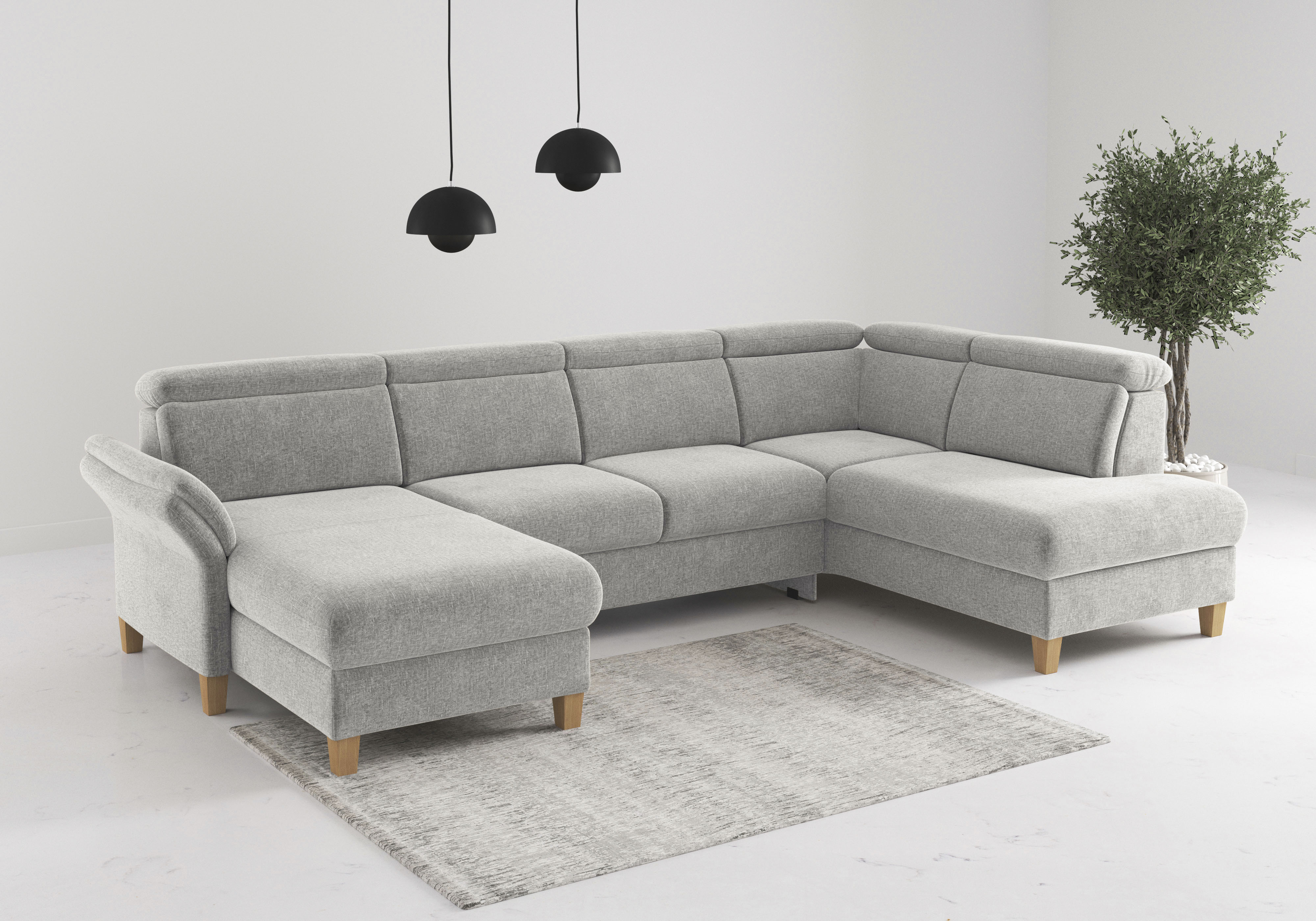 OTTO home Wohnlandschaft "Glendale, U-Form" inkl. Kopfteilverstellung, wahlweise mit Vorziehsitz und Bettkasten