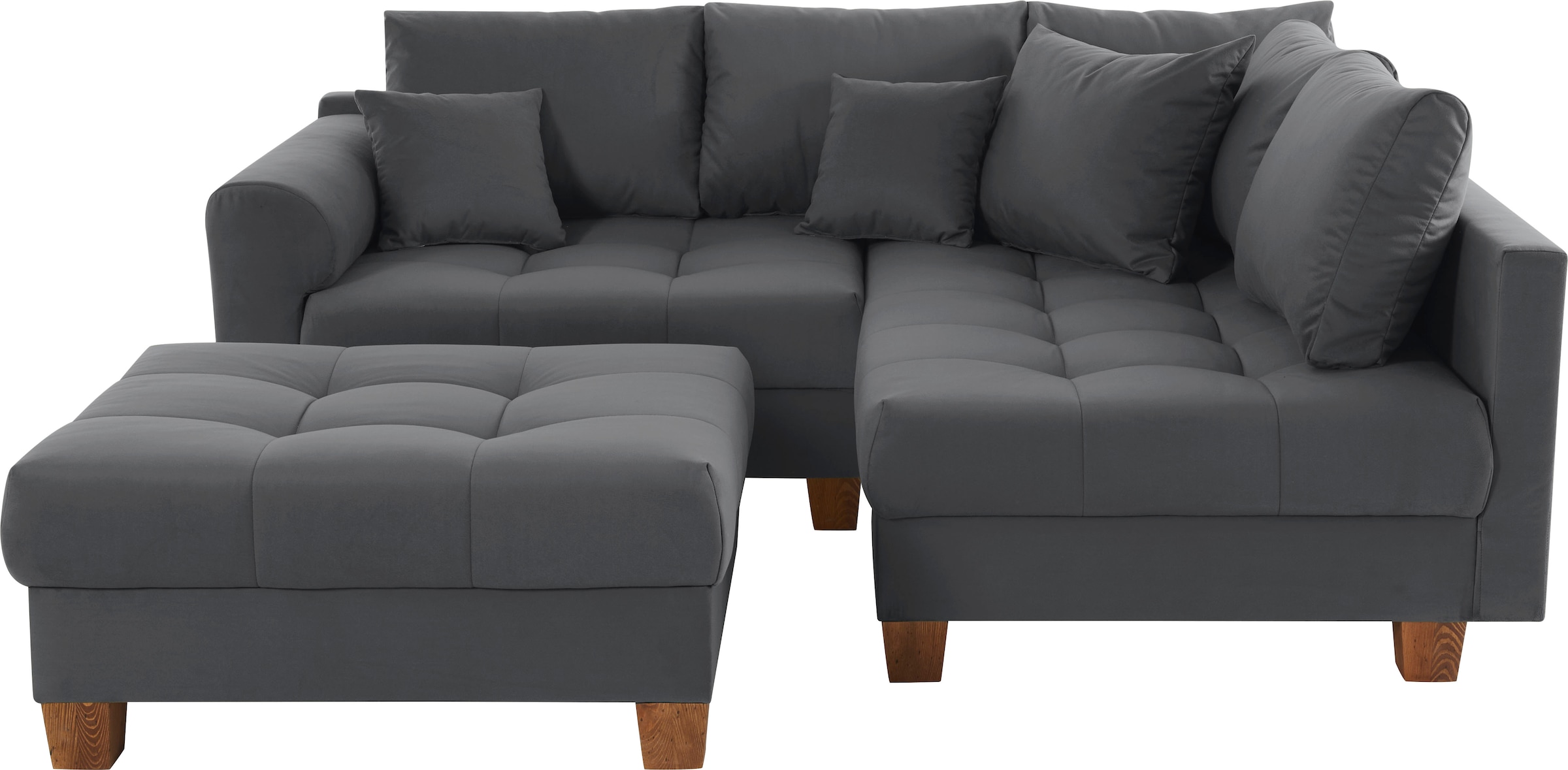 Home affaire Ecksofa »Rice L-Form inkl. Hocker«, (Set, mit Hocker), mit Bonnellfederkern, Hocker & Kissen, Ottomane beidseitig montierbar