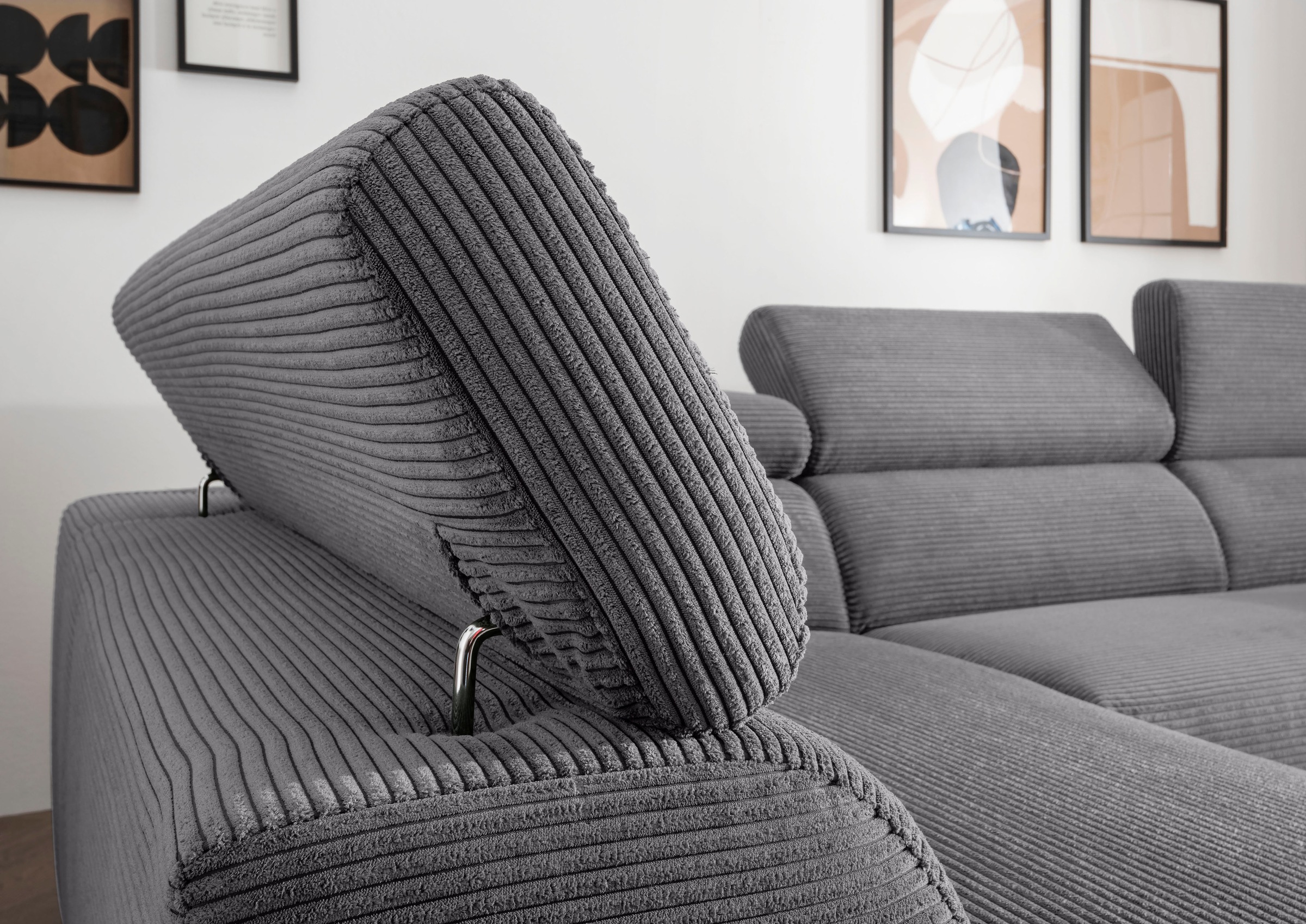 alina Ecksofa »Hikari«, wahlweise mit Sitzvorzug, in modernem Cordstoff, Breite 302 cm