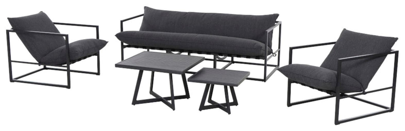 Loungesofa »Monza«, 3-Sitzer Sofa, Aluminiumgestell matt anthrazit, Kissen jeans grey