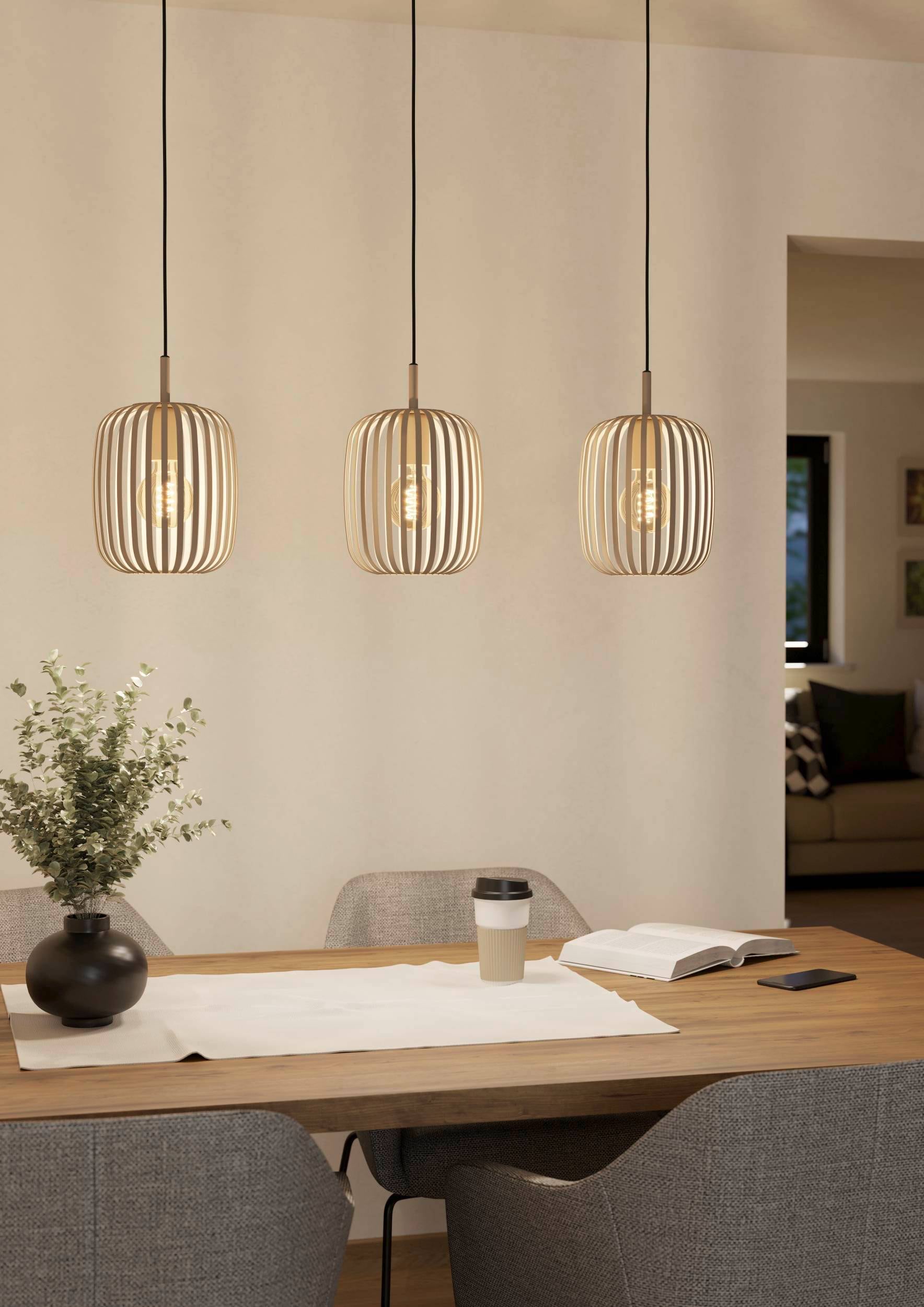 EGLO Pendelleuchte »Hängeleuchte ROMAZZINA, exkl. E27, Stahl, Pendellampe« E27 Esszimmerlampe, 90x20x110cm, 3-flammig, modern, minimalistisch,