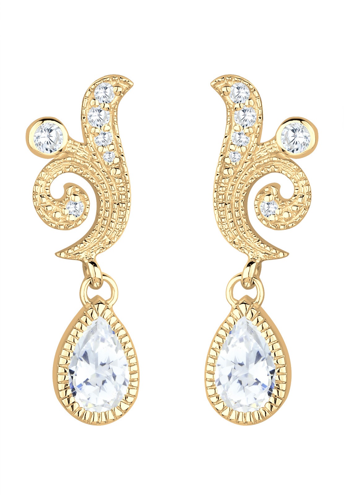 Elli Premium Paar Ohrhänger »Ohrringe Elli PREMIUM Ohrringe Ornament Tropfen Festlich Zirkonia 925 Silber«