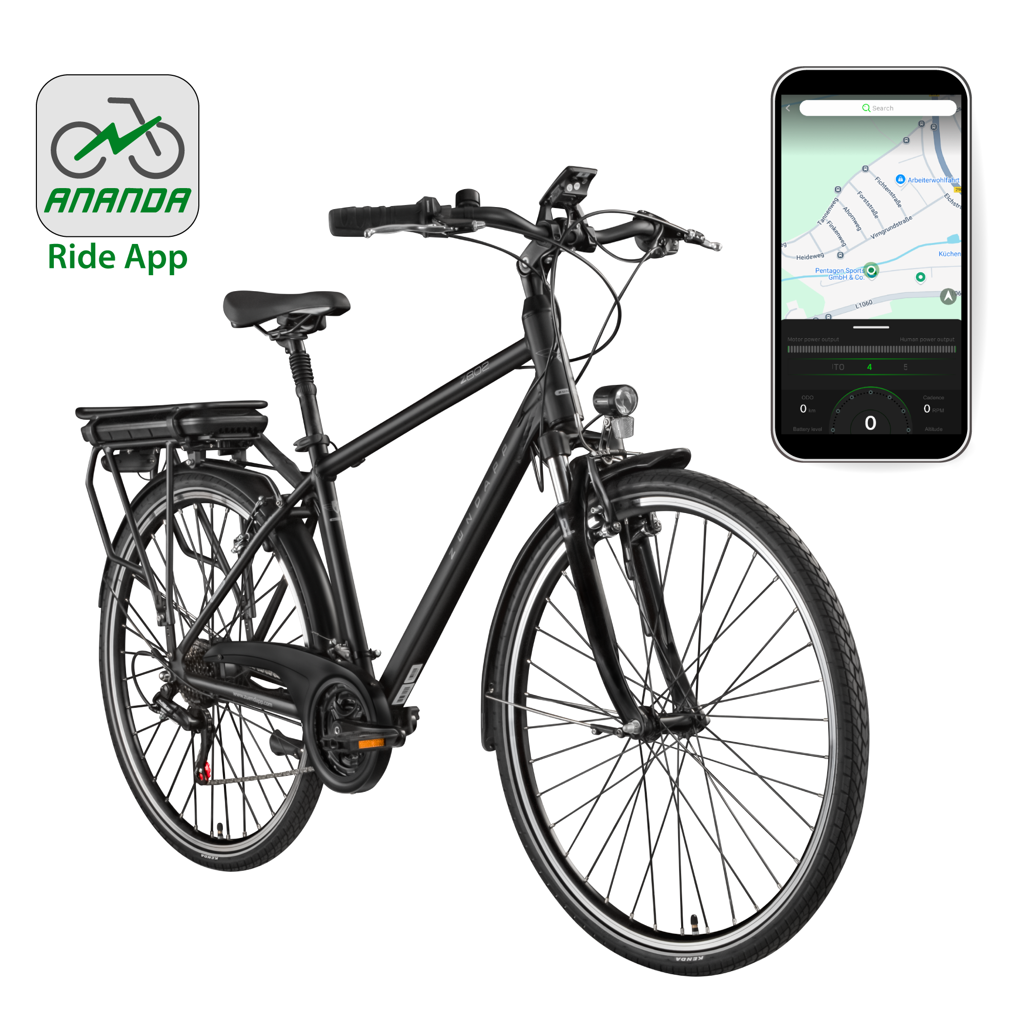 Zündapp »Z802 Herren« 21 Gang Shimano Altus RD-M310 Schaltwerk Kettenschaltung Heckmotor 250 W Pedelec, Elektrofahrrad für Herren