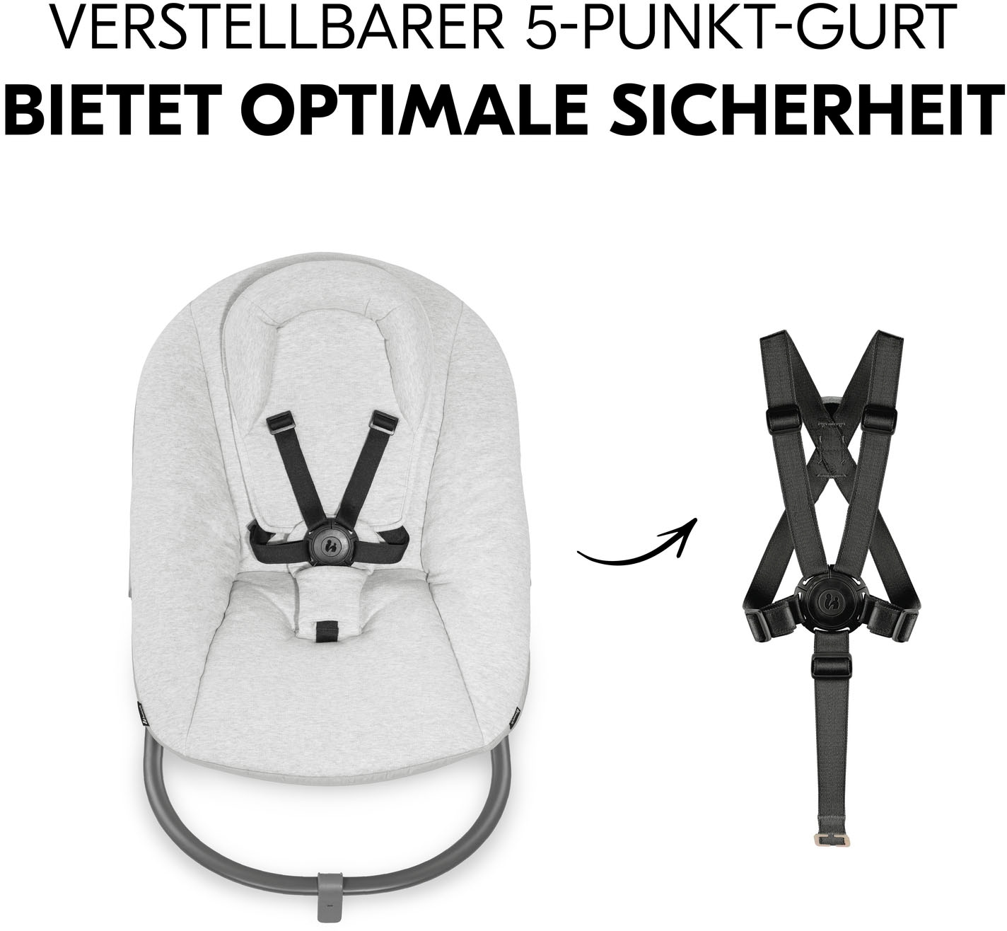 Hauck Babywippe »Alpha Bouncer Premium, Light Grey«, bis 9 kg, für Neugeborene mit Wippgestell, für Hochstuhl Alpha+ und Beta+
