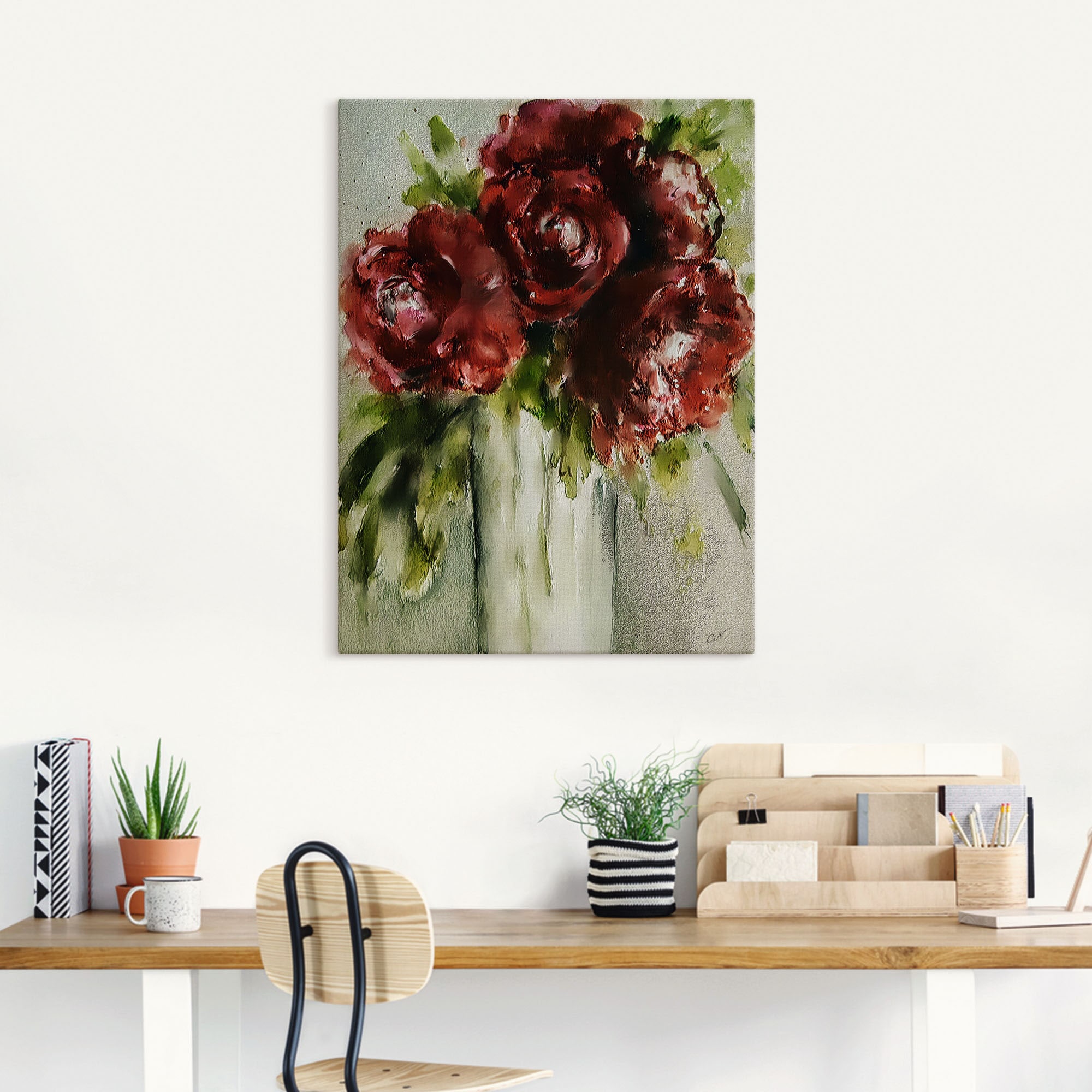 Artland Wandbild »Pfingstrosen in Vase«, Blumenbilder, (1 St.), als Alubild, Leinwandbild, Wandaufkleber oder Poster in versch. Größen