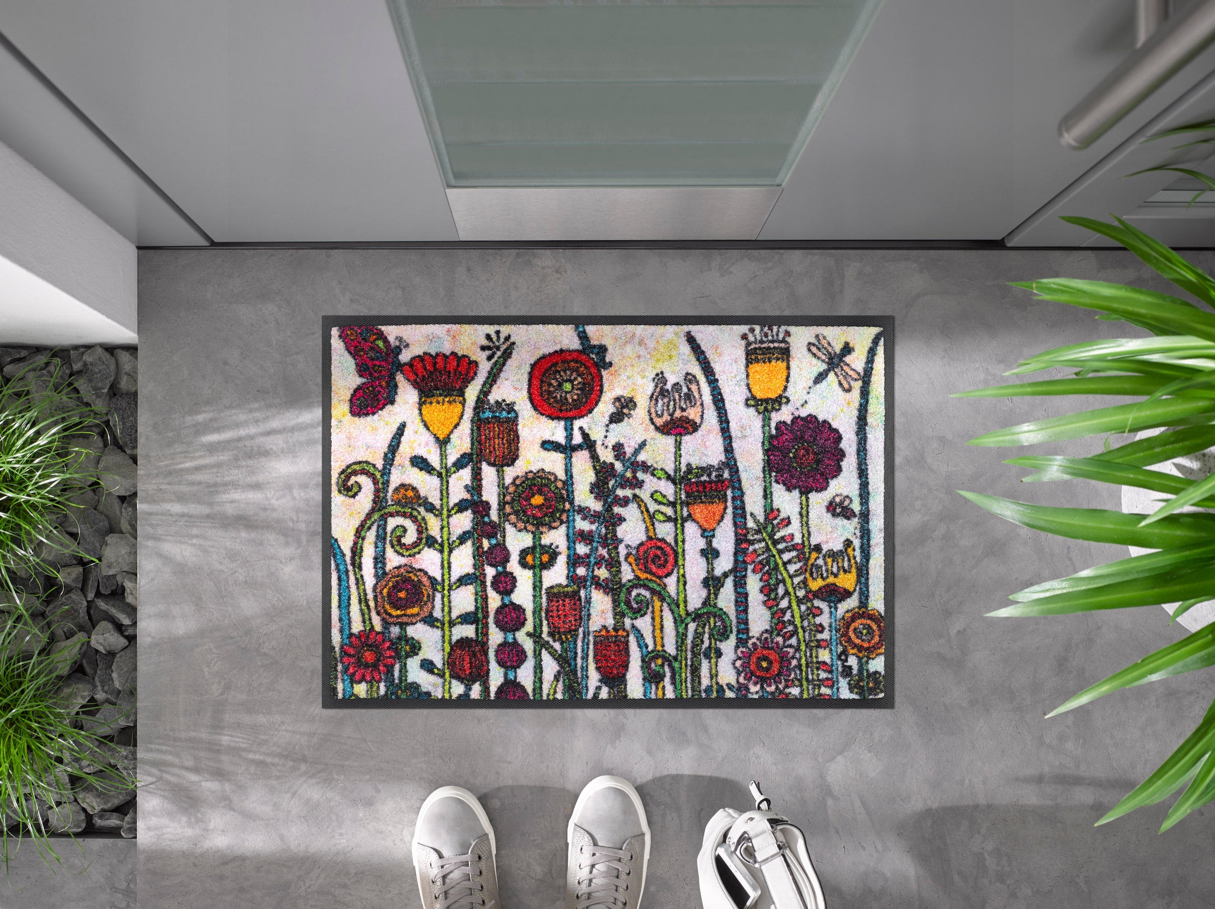 Fußmatte by Schmutzfangmatte, wash+dry online »Sonnentag«, rechteckig, waschbar Blumen, Motiv rutschhemmend, kaufen Kleen-Tex