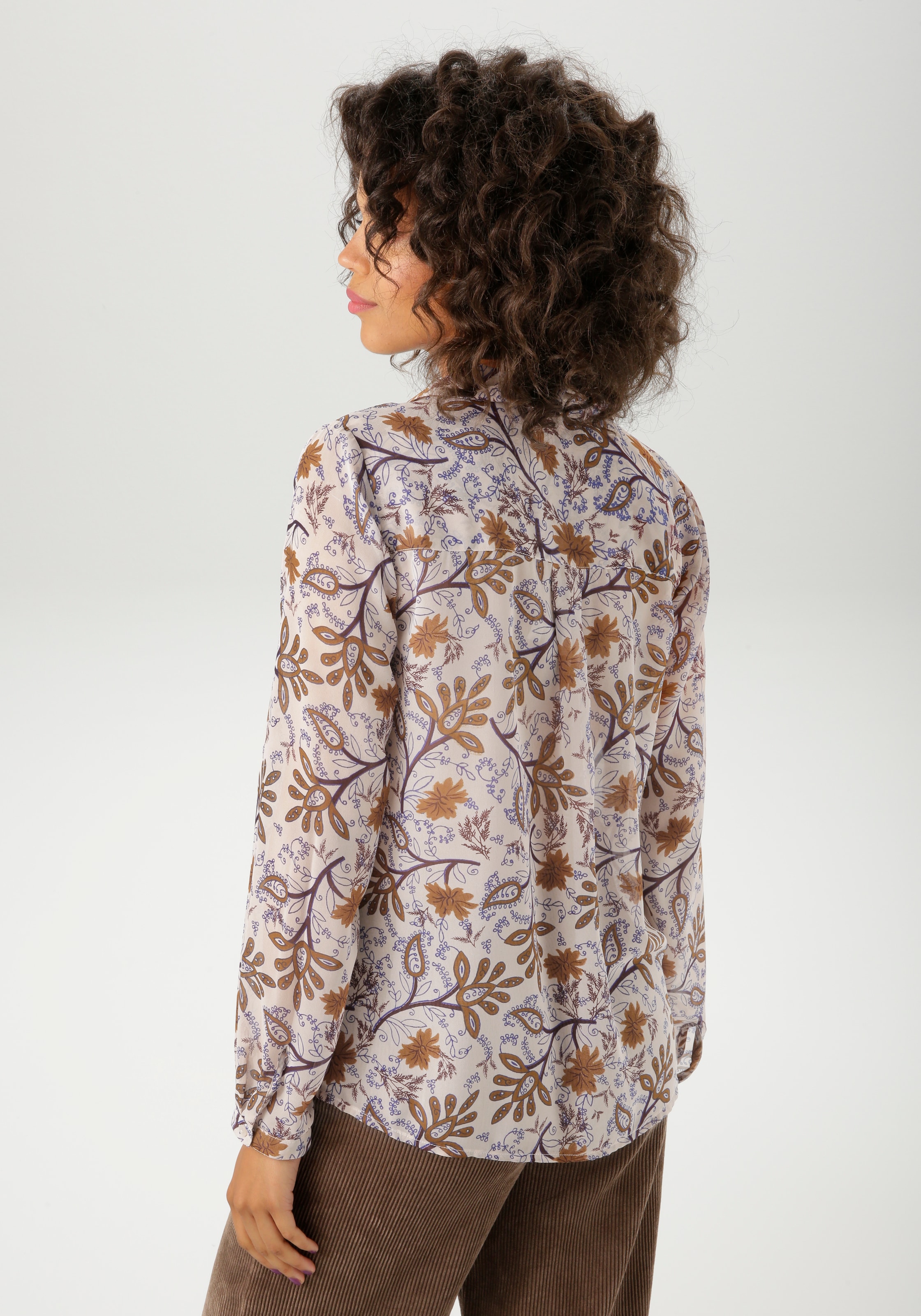 Aniston CASUAL Hemdbluse mit fantasievollem Blumendruck- jedes Teil ein Unikat- NEUE KOLLEKTION