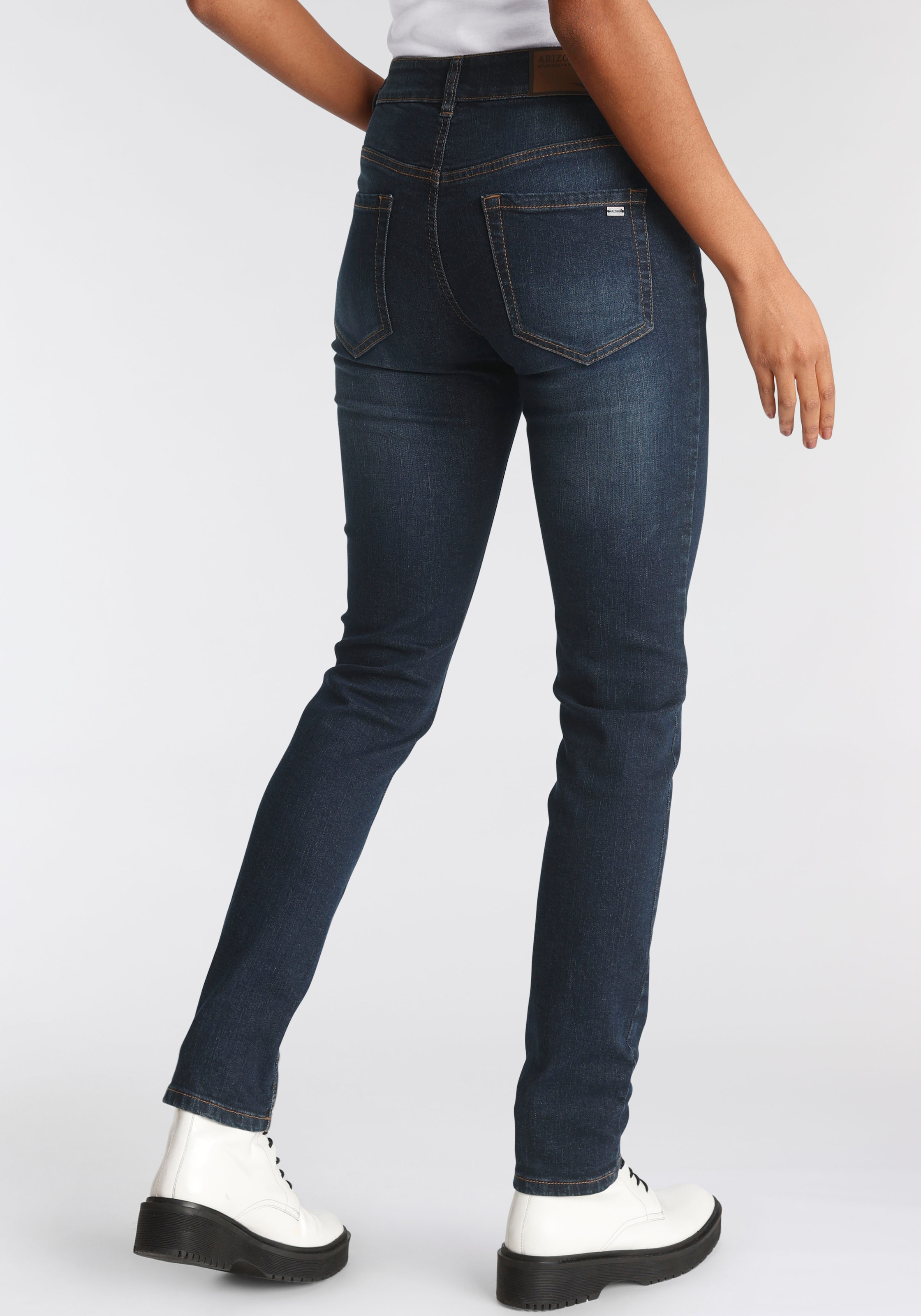 Arizona Slim-fit-Jeans »Bund bei ♕ seitlichem Waist High Gummizugeinsatz«, mit
