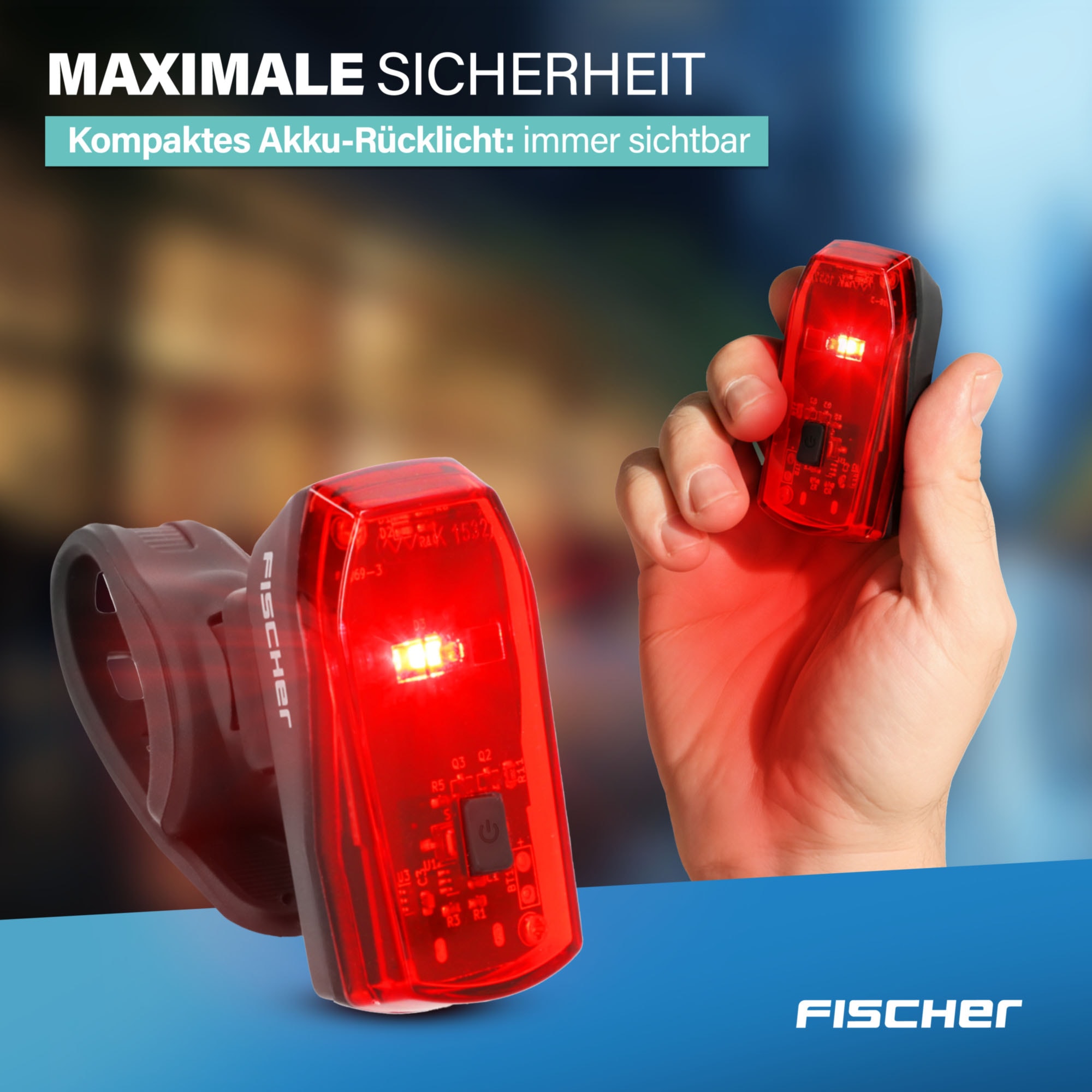 FISCHER Fahrrad Fahrrad-Rücklicht »Akku-Rücklicht “Basic”«